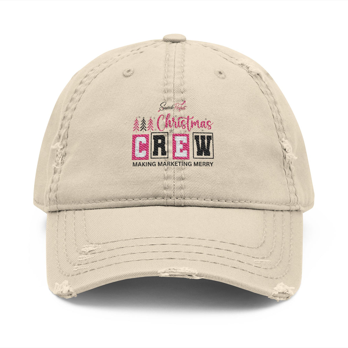 Distressed Embroidered "Christmas Crew" Dad Hat Search Perfect