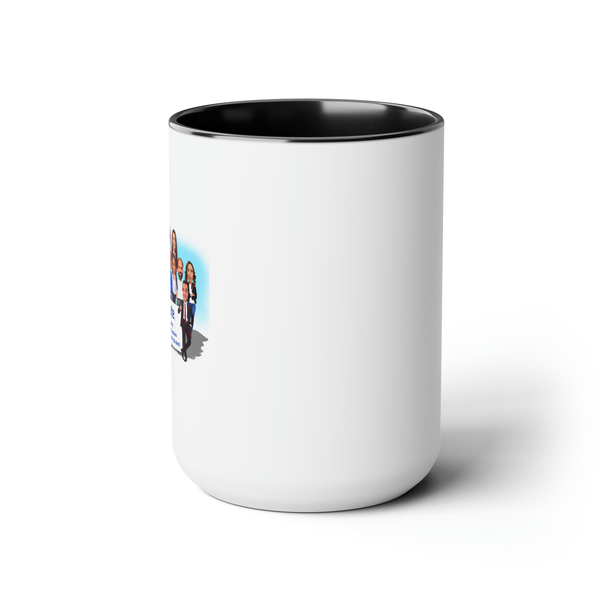 John Tunnell Agency  Caricature Two-Tone Coffee Mugs, 15oz - Team Photo