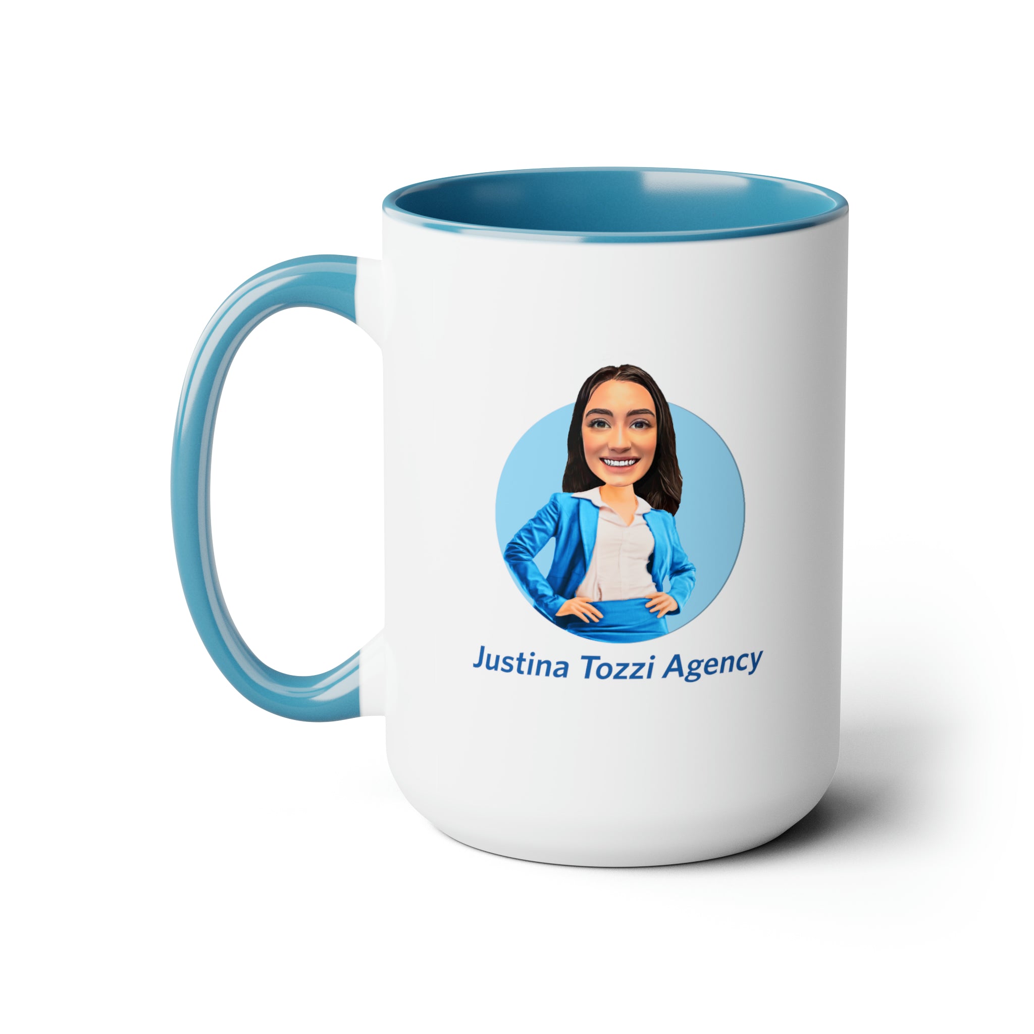 Justina Tozzi Agency Caricature Two-Tone Coffee Mugs, 15oz - Rebecca
