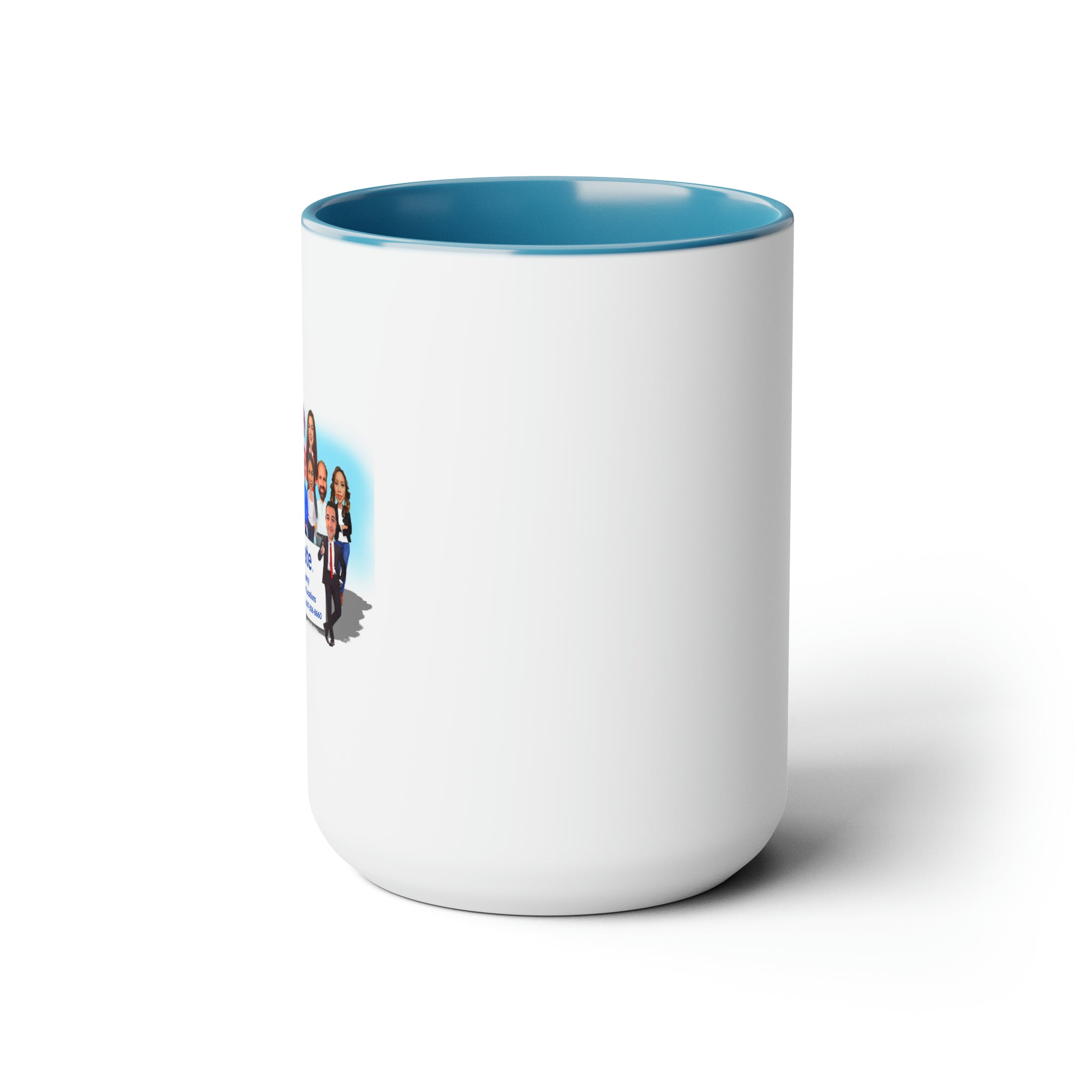 John Tunnell Agency  Caricature Two-Tone Coffee Mugs, 15oz - Team Photo