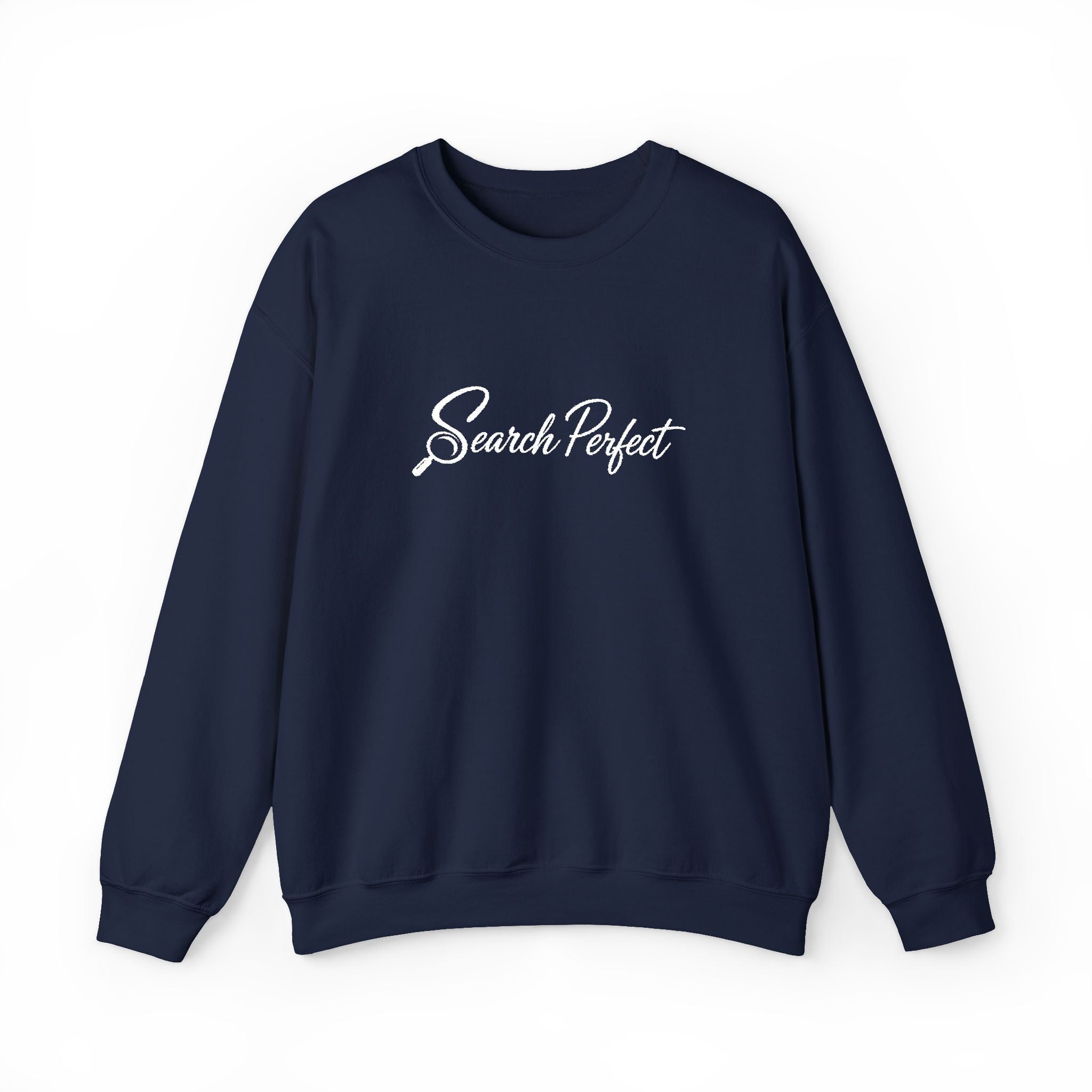 Crewneck Sweatshirt - Search Perfect White Logo Casual Pullover