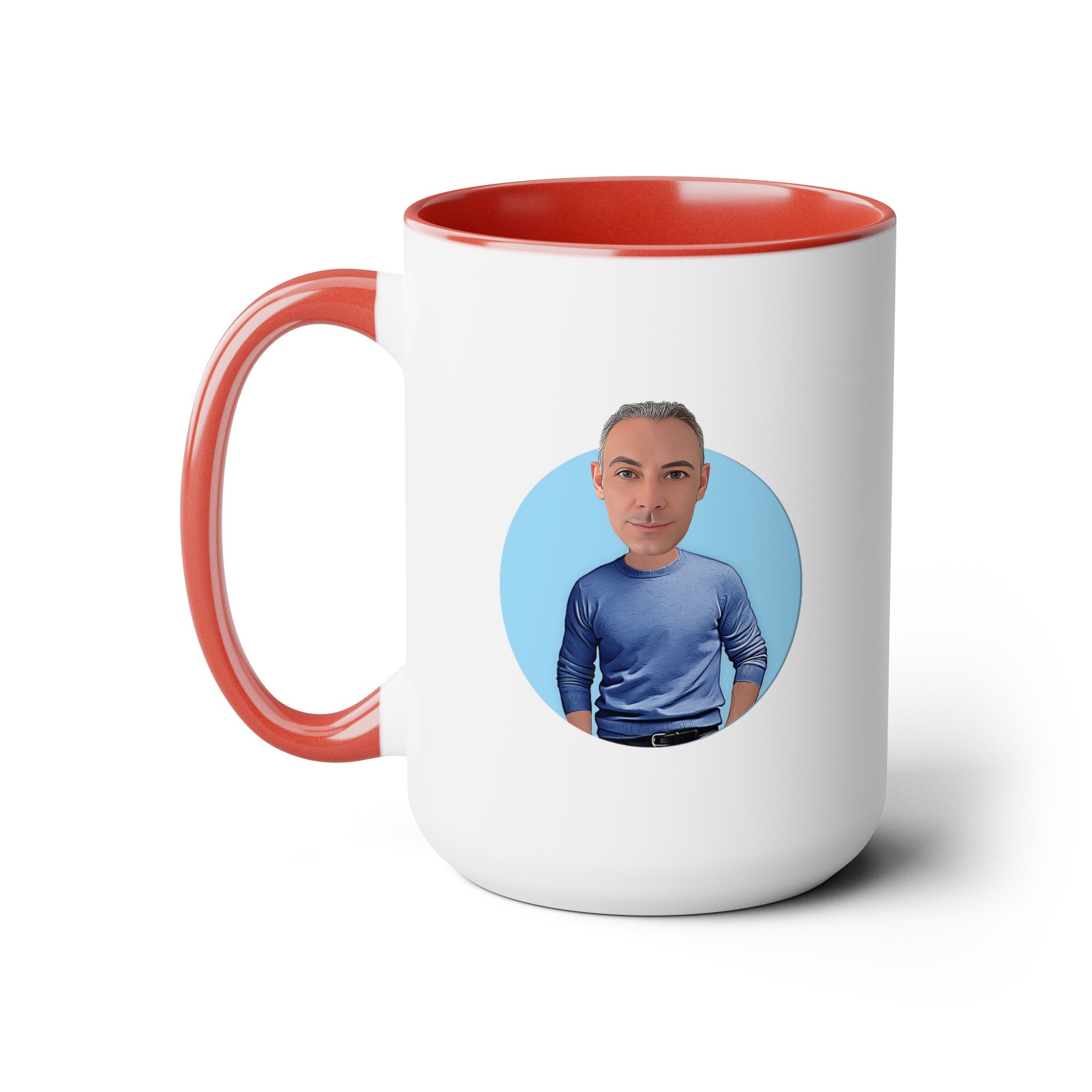 Kevin Purdy Agency  Caricature Two-Tone Coffee Mugs, 15oz - Adam