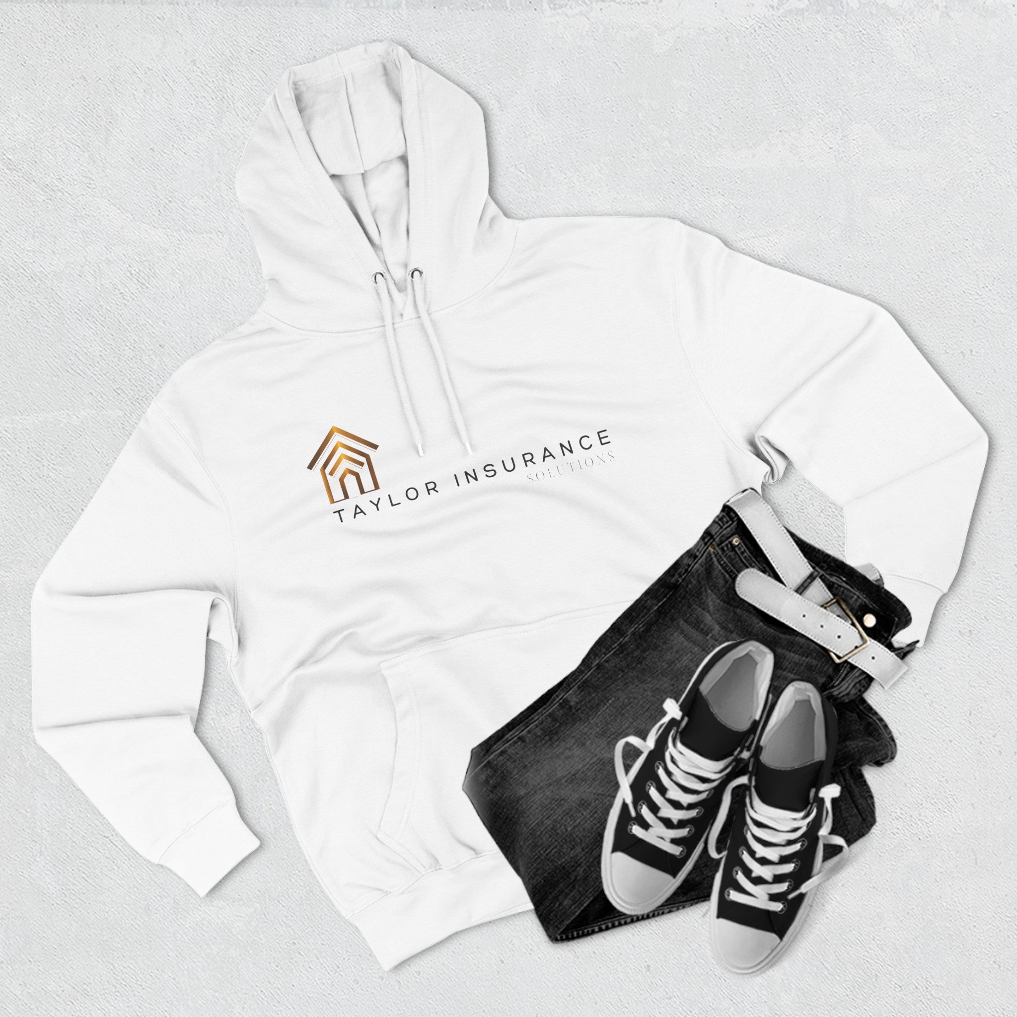 Three-Panel Fleece Hoodie Black Logo  -  Monette Taylor