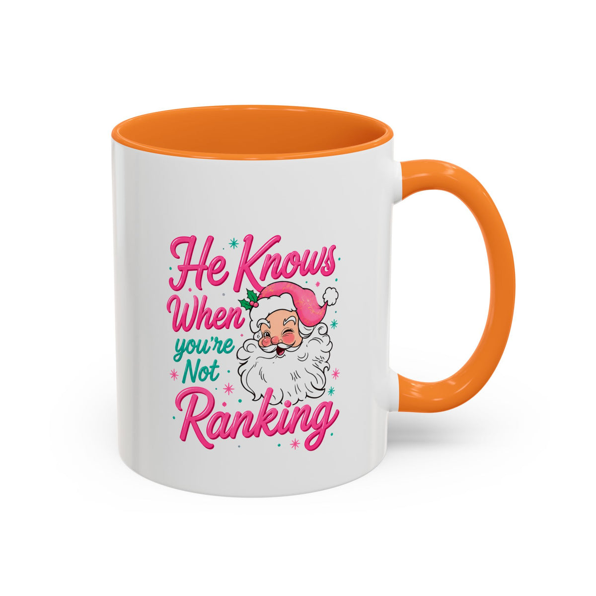 He Knows When You’re Not Ranking Funny Santa Mug with Caricature