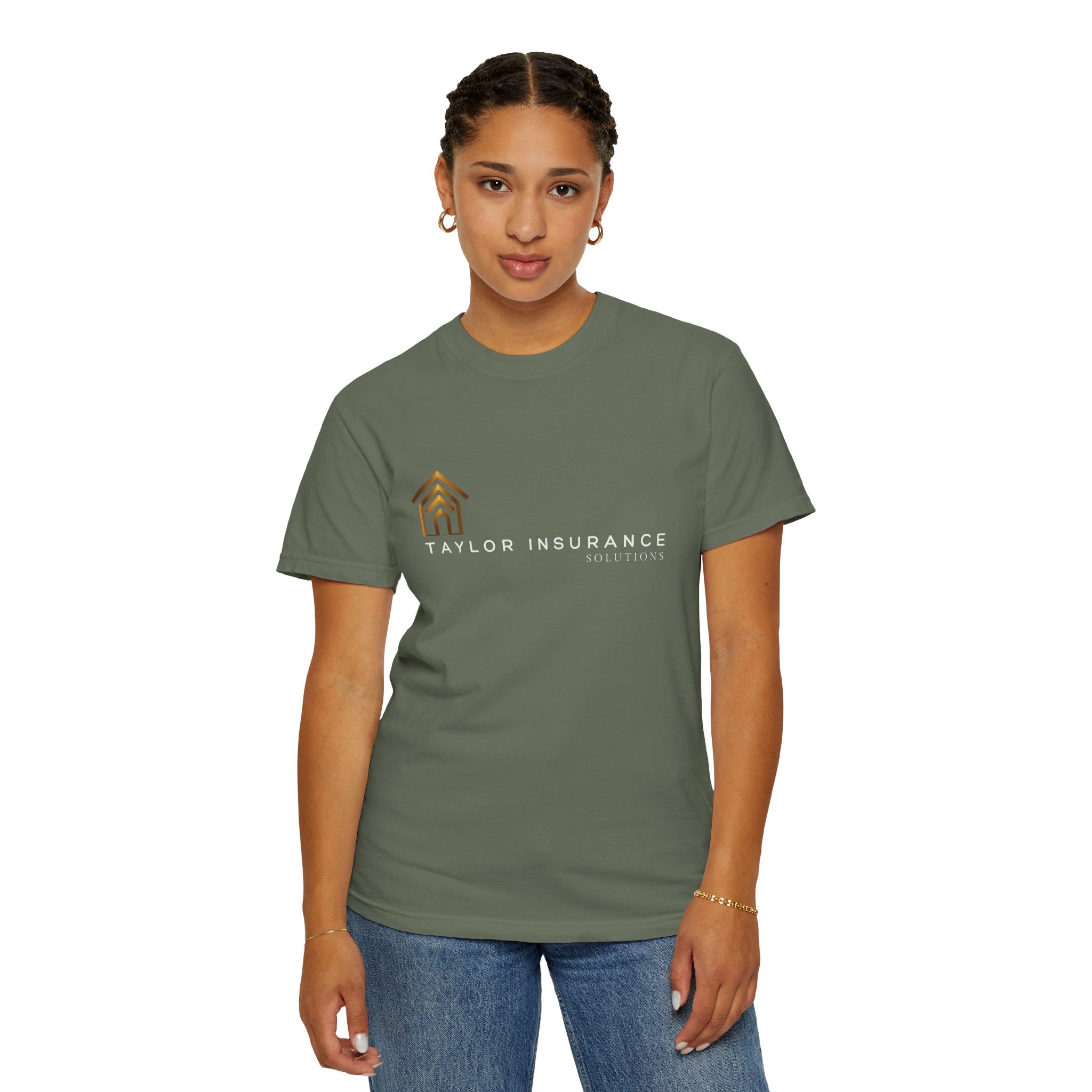 Unisex Garment-Dyed T-shirt White Logo - Monette Taylor