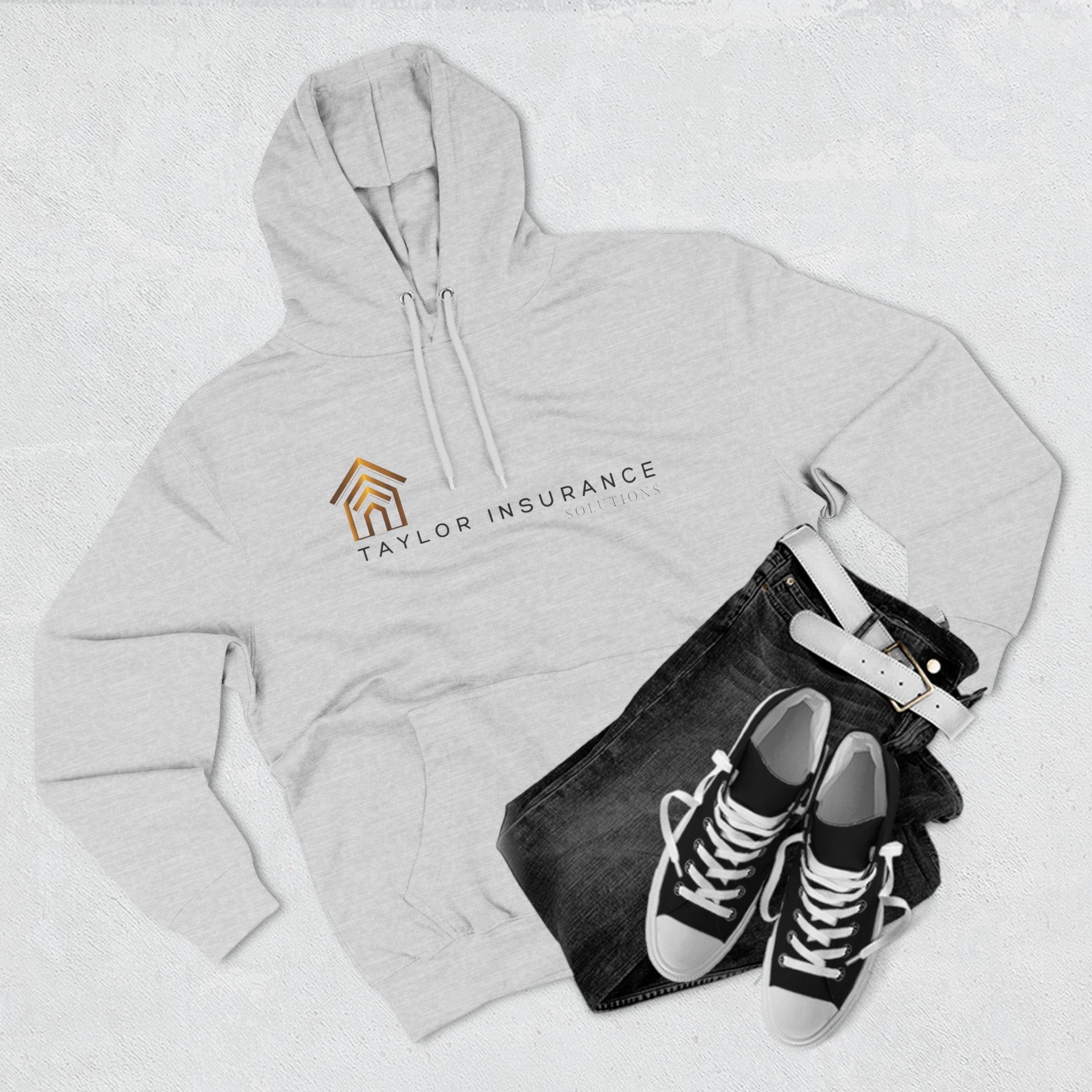 Three-Panel Fleece Hoodie Black Logo  -  Monette Taylor
