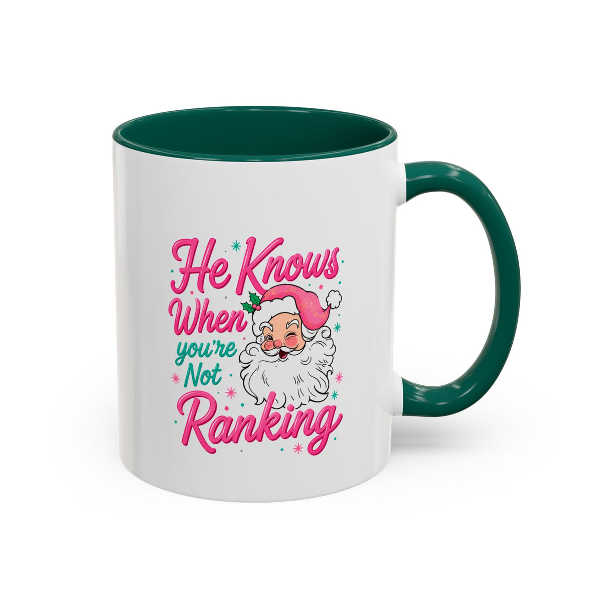 He Knows When You’re Not Ranking Funny Santa Mug with Caricature