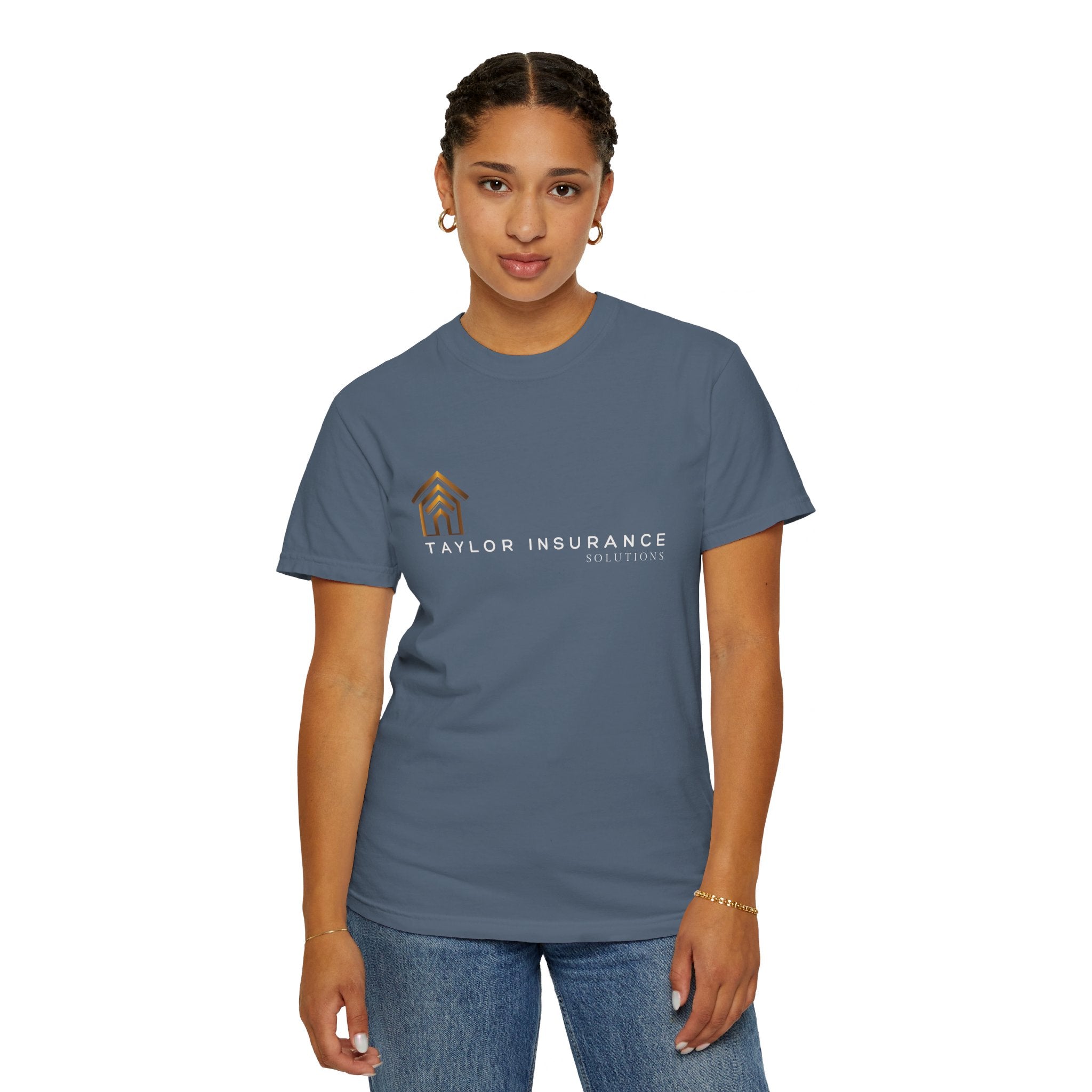 Unisex Garment-Dyed T-shirt White Logo - Monette Taylor
