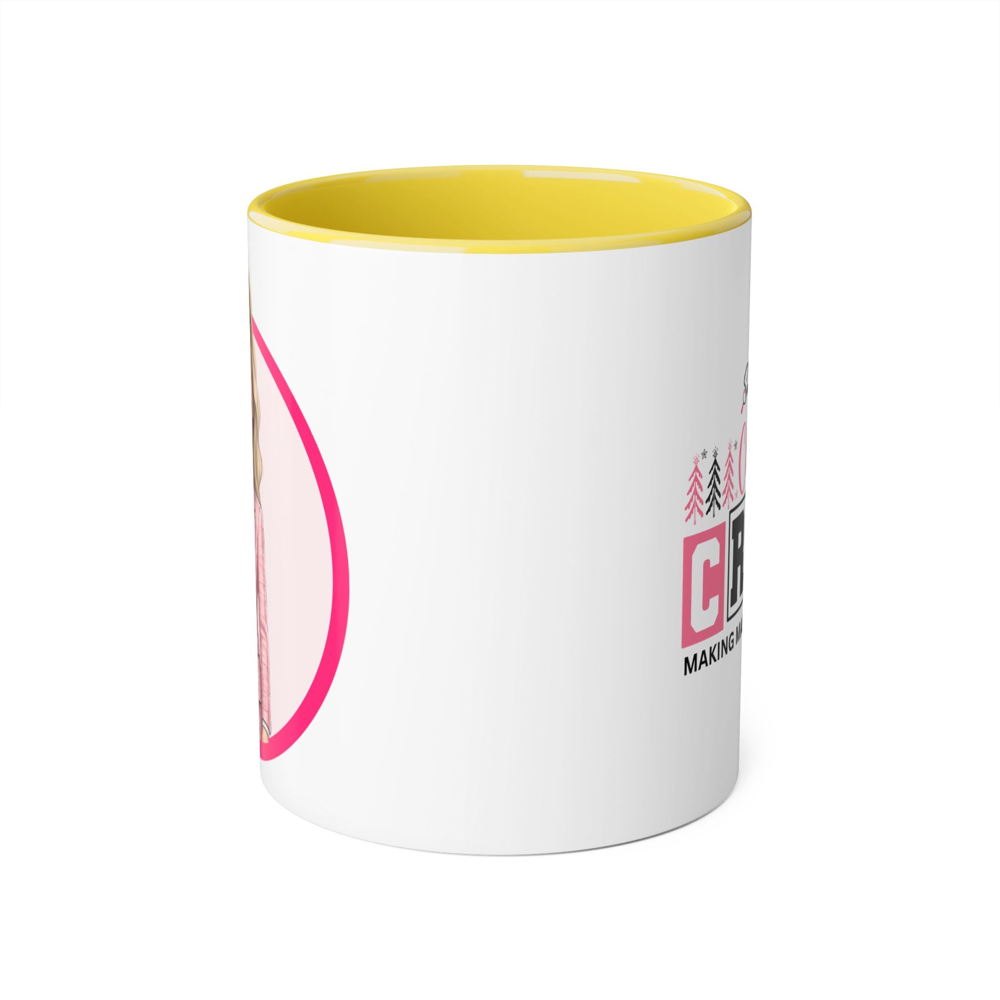 Pink Caricature Portrait Accent Mug — Search Perfect Caricature Christmas