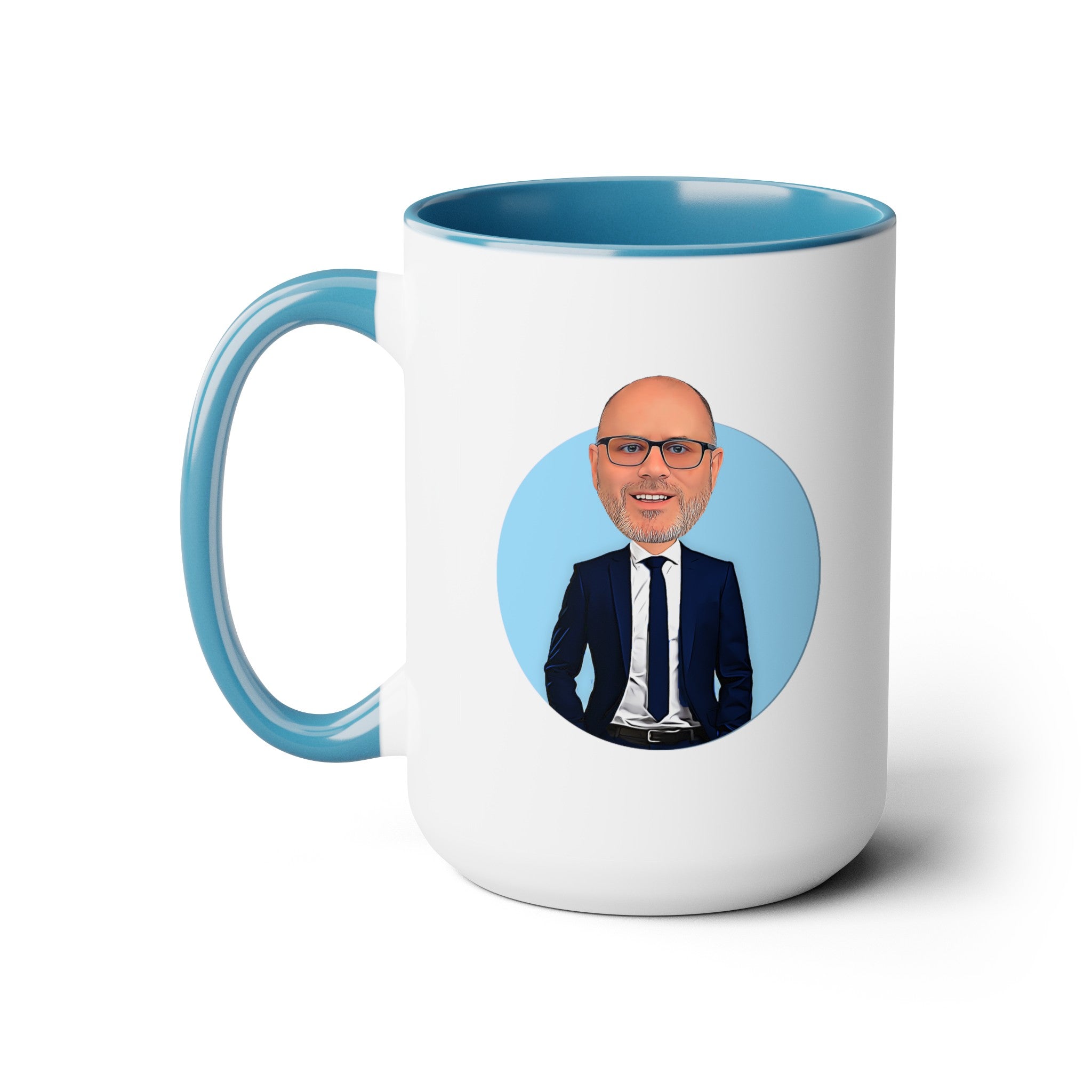 Kevin Purdy Agency  Caricature Two-Tone Coffee Mugs, 15oz - Kevin