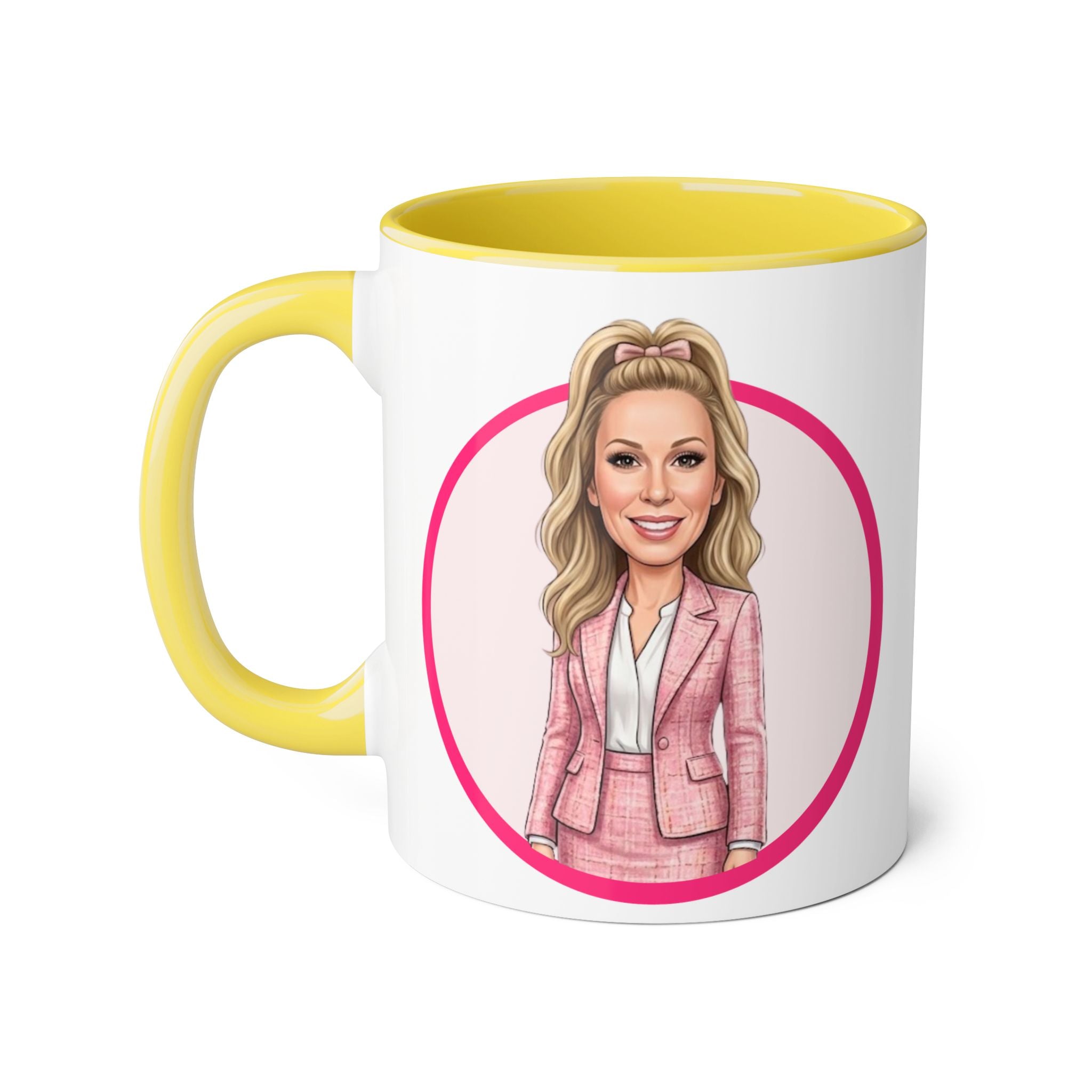 Pink Caricature Portrait Accent Mug — Search Perfect Caricature Christmas