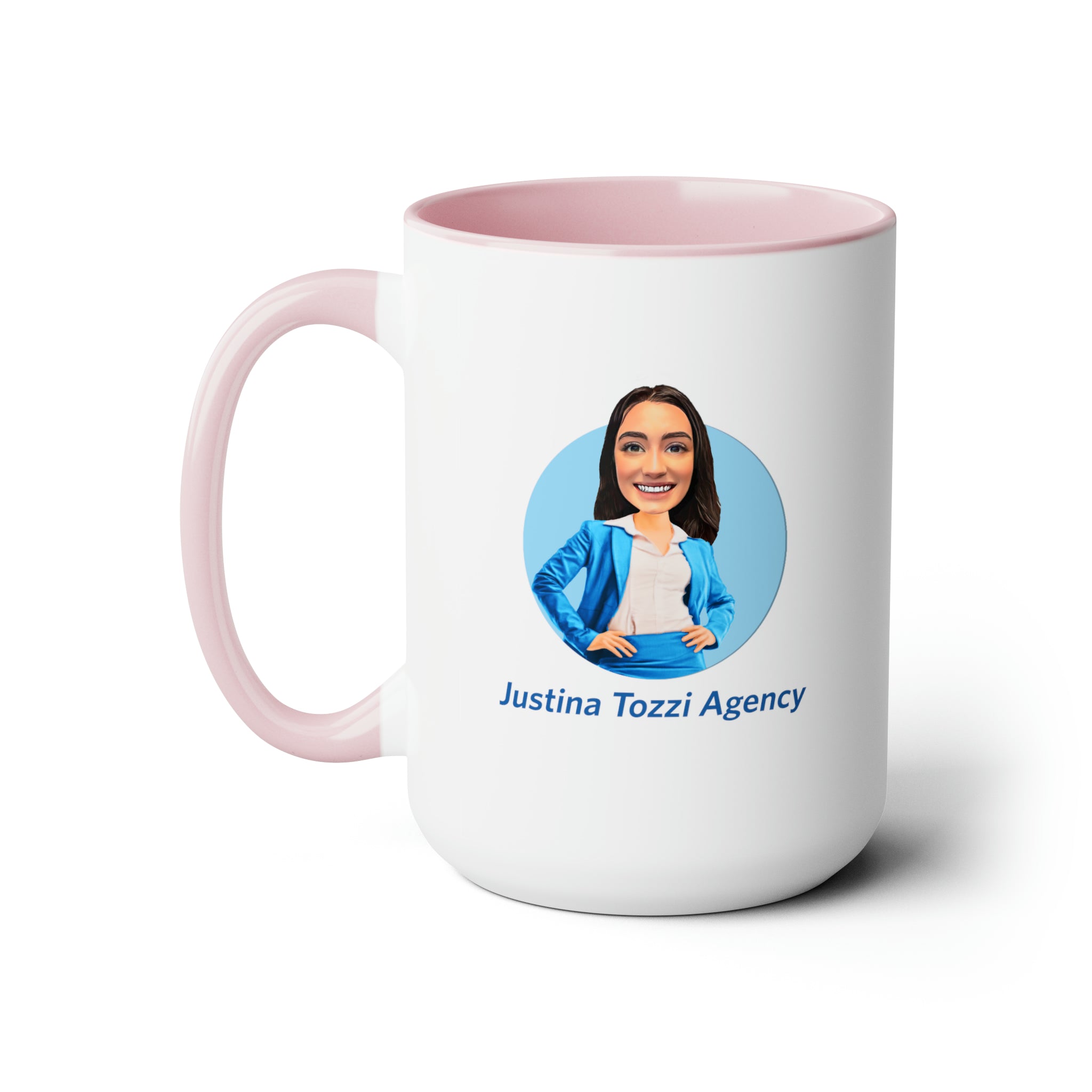 Justina Tozzi Agency Caricature Two-Tone Coffee Mugs, 15oz - Rebecca