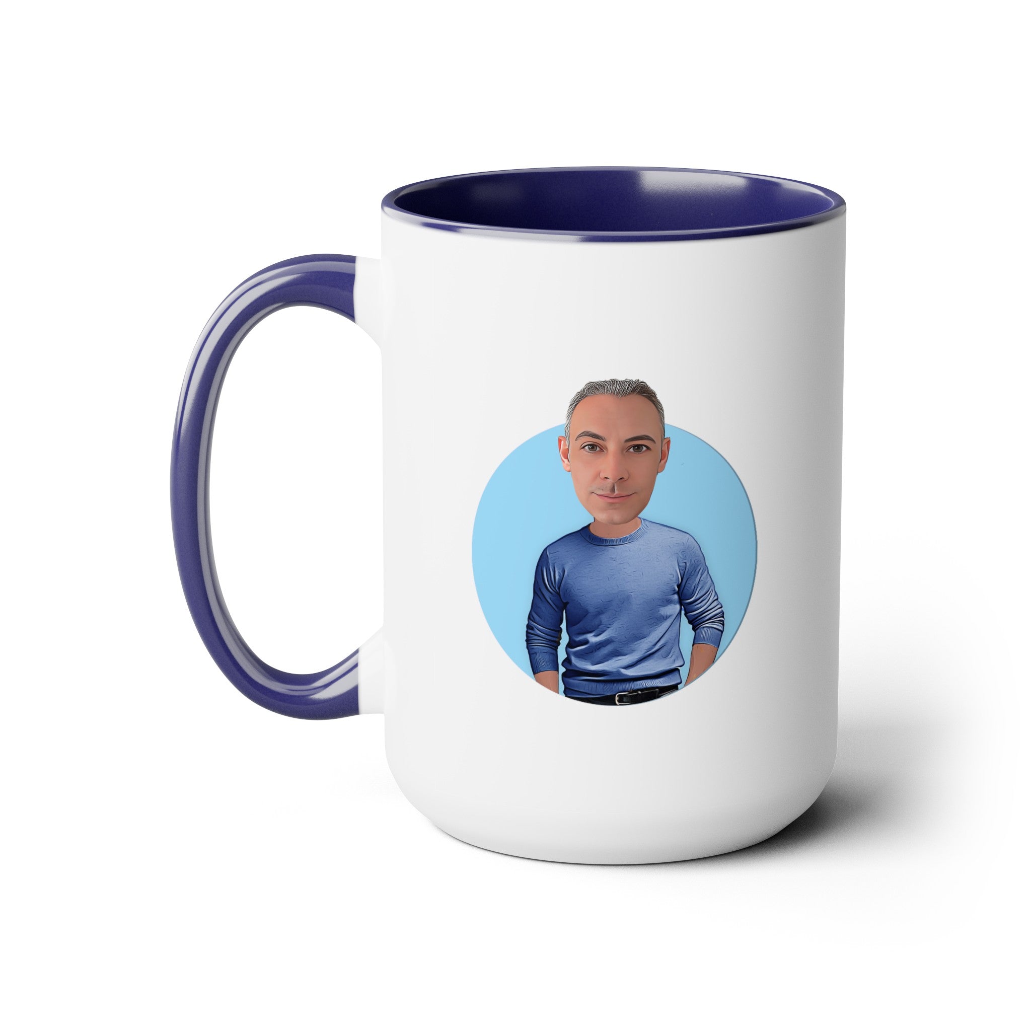 Kevin Purdy Agency  Caricature Two-Tone Coffee Mugs, 15oz - Adam