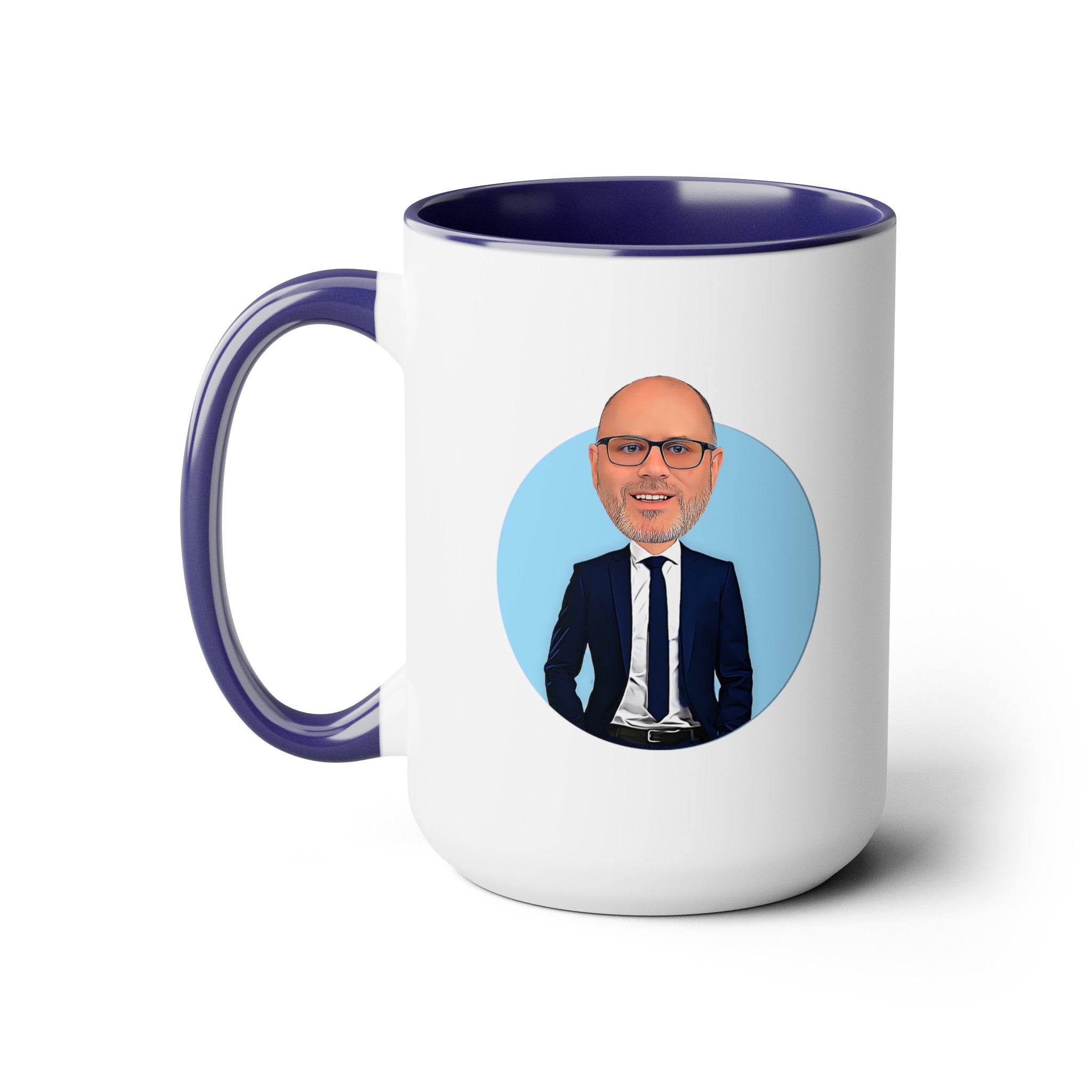 Kevin Purdy Agency  Caricature Two-Tone Coffee Mugs, 15oz - Kevin