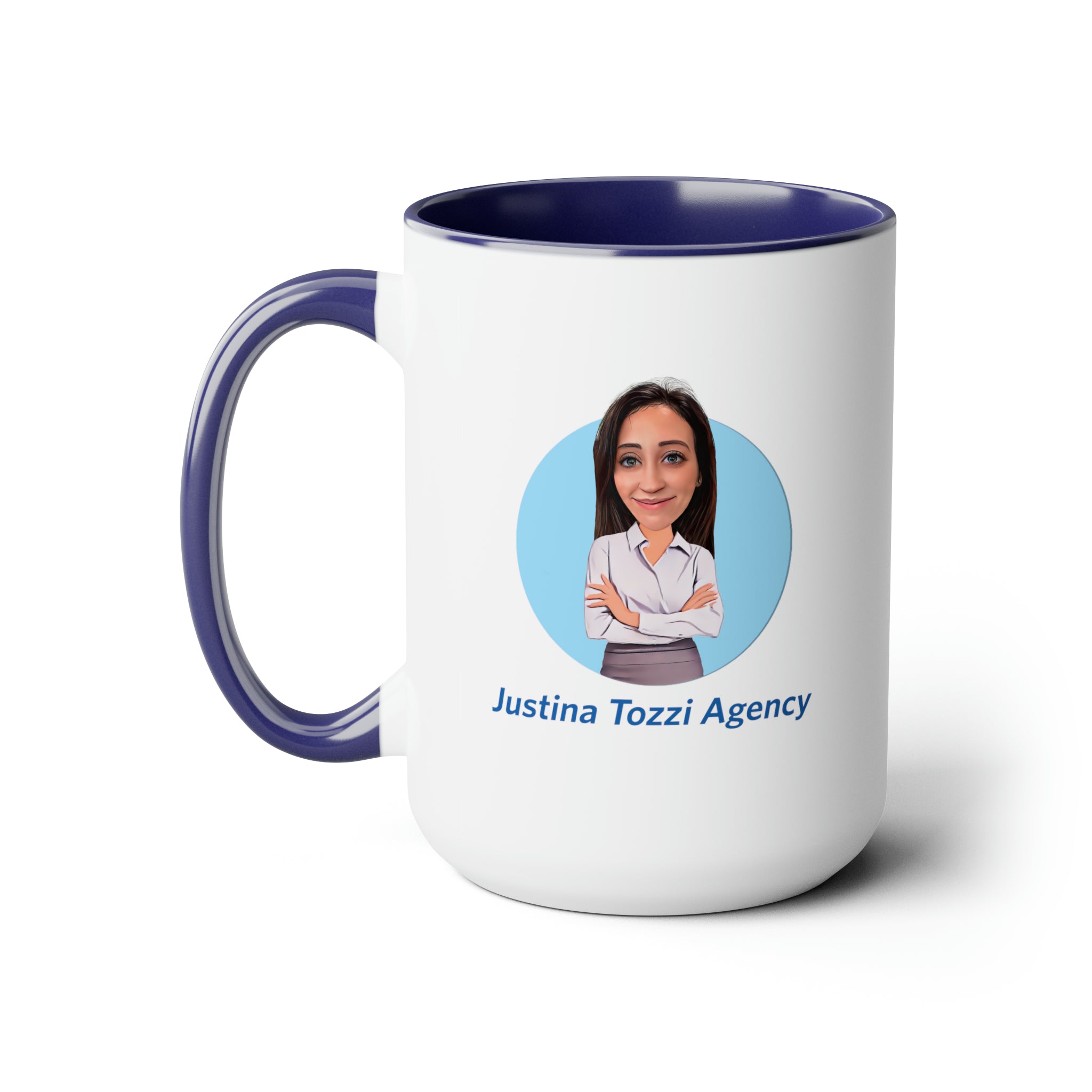 Justina Tozzi Agency Caricature Two-Tone Coffee Mugs, 15oz - Ashley