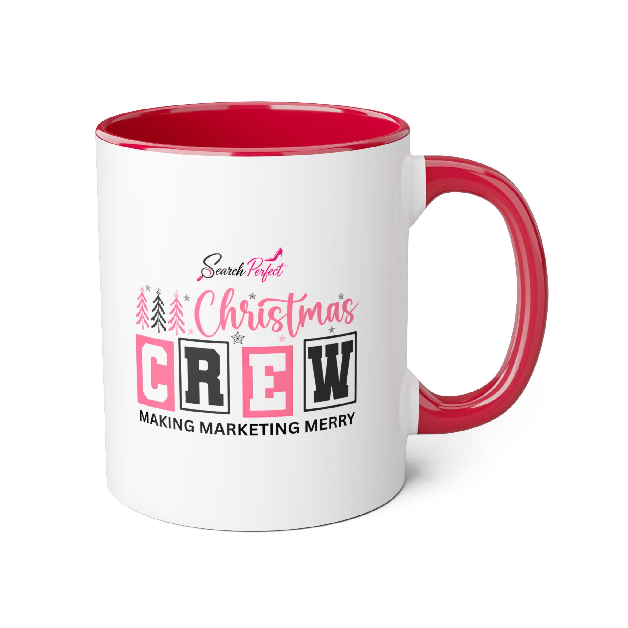 Pink Caricature Portrait Accent Mug — Search Perfect Caricature Christmas