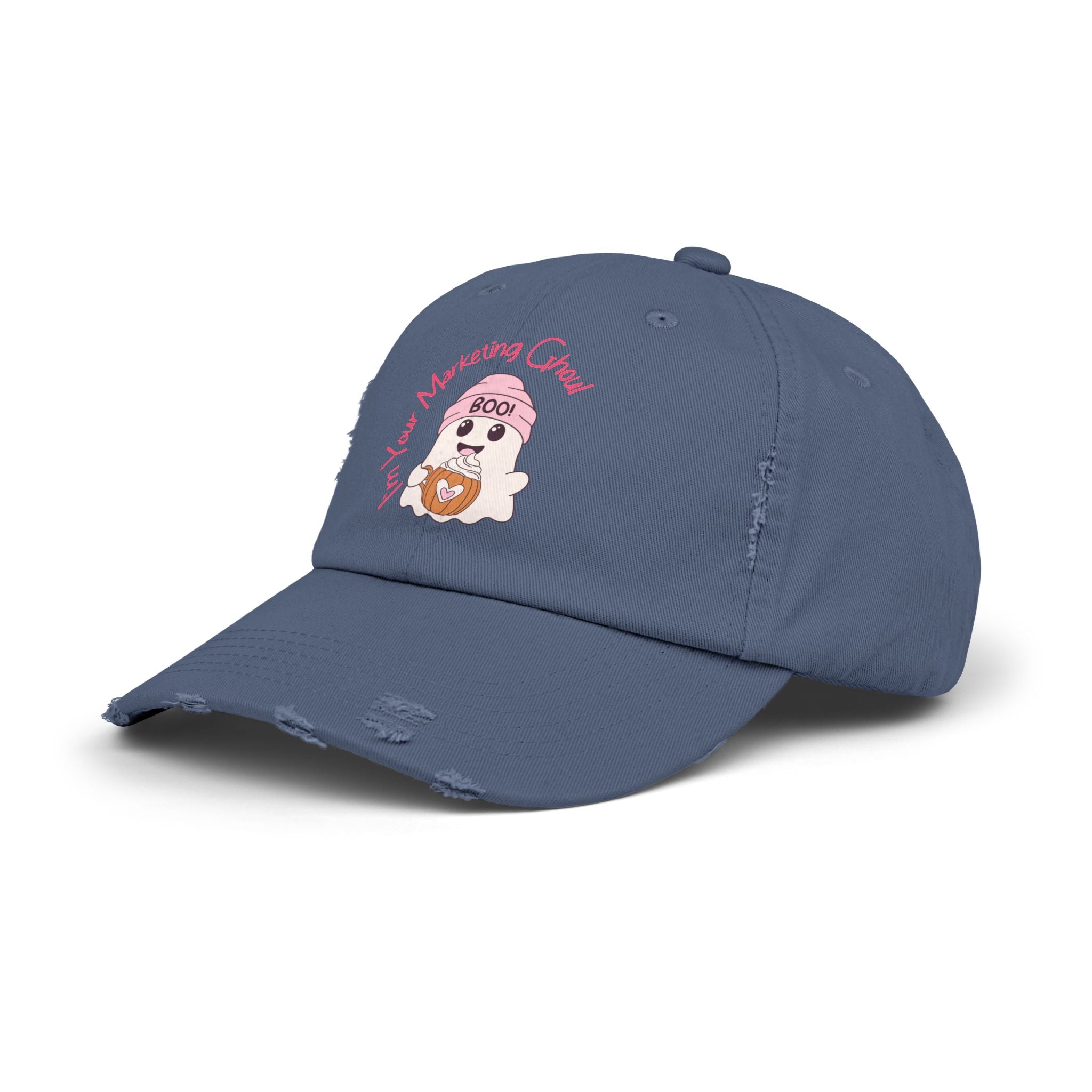 Unisex Distressed Cap – I'm Your Marketing Ghoul, Casual Hat for Creative Professionals, Gift for Marketers