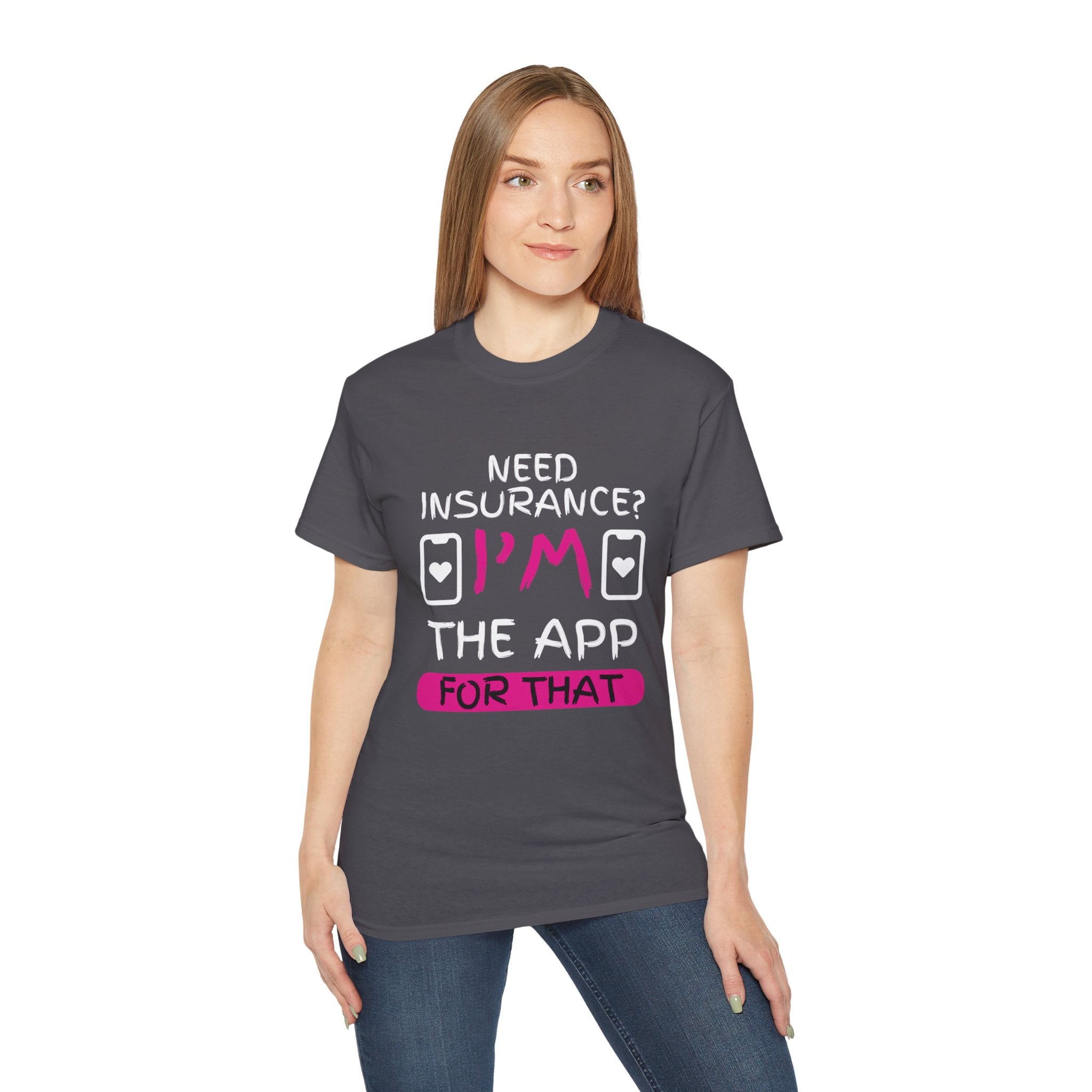 Insurance Agent Line Unisex Ultra Cotton Tee - Need Insurance, I'm the App Barbie Pink