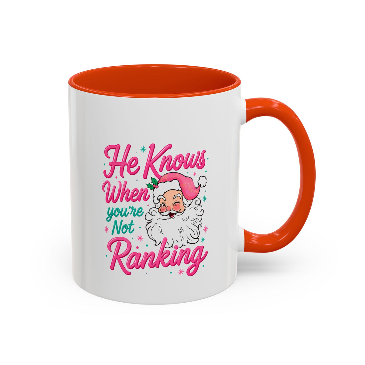 He Knows When You’re Not Ranking Funny Santa Mug with Caricature