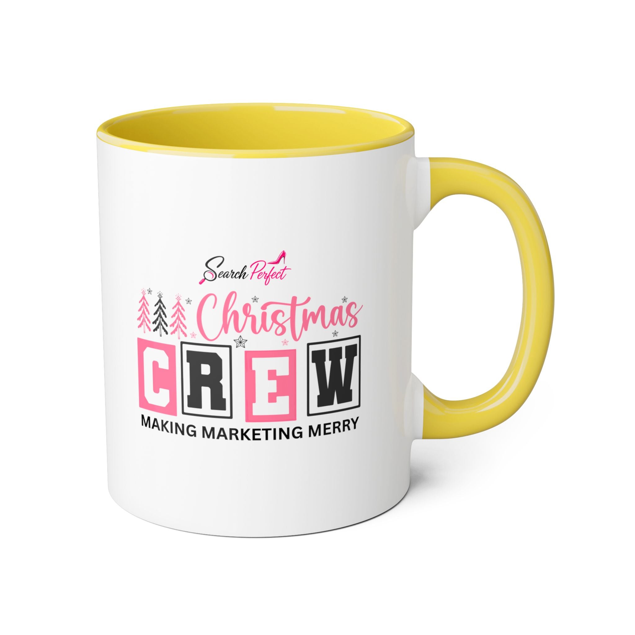 Pink Caricature Portrait Accent Mug — Search Perfect Caricature Christmas