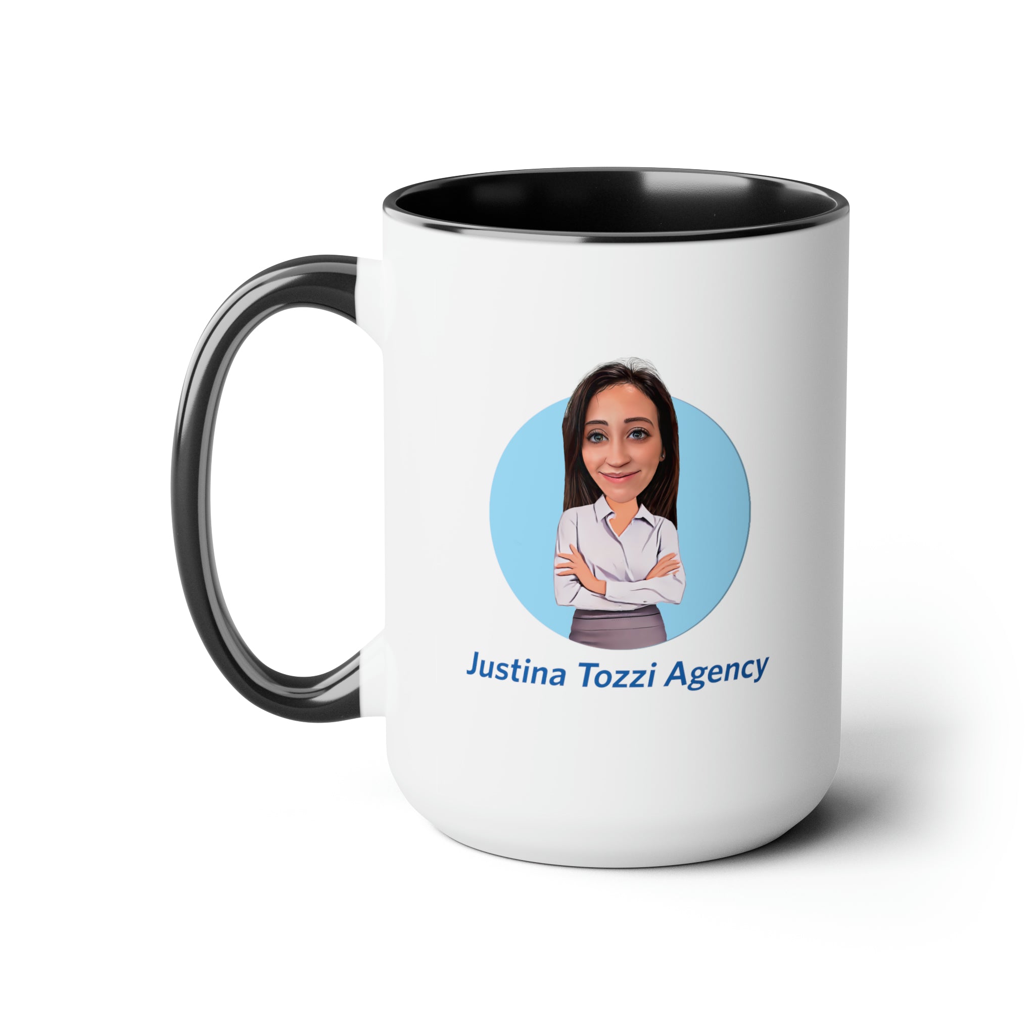 Justina Tozzi Agency Caricature Two-Tone Coffee Mugs, 15oz - Ashley