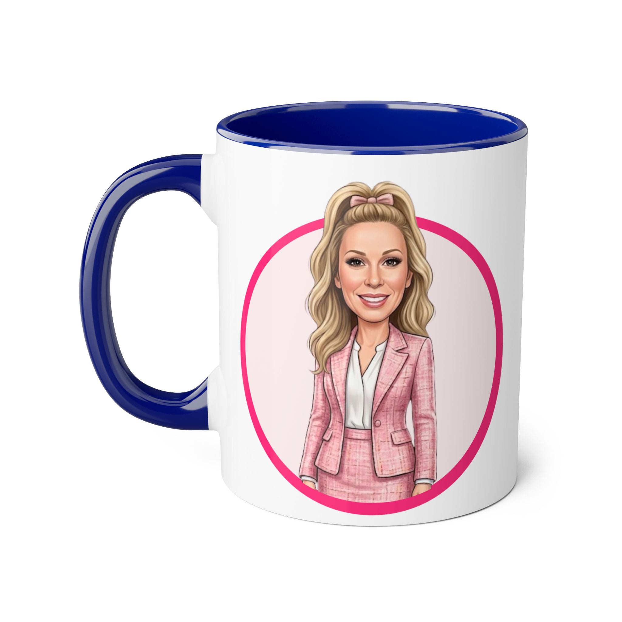 Pink Caricature Portrait Accent Mug — Search Perfect Caricature Christmas