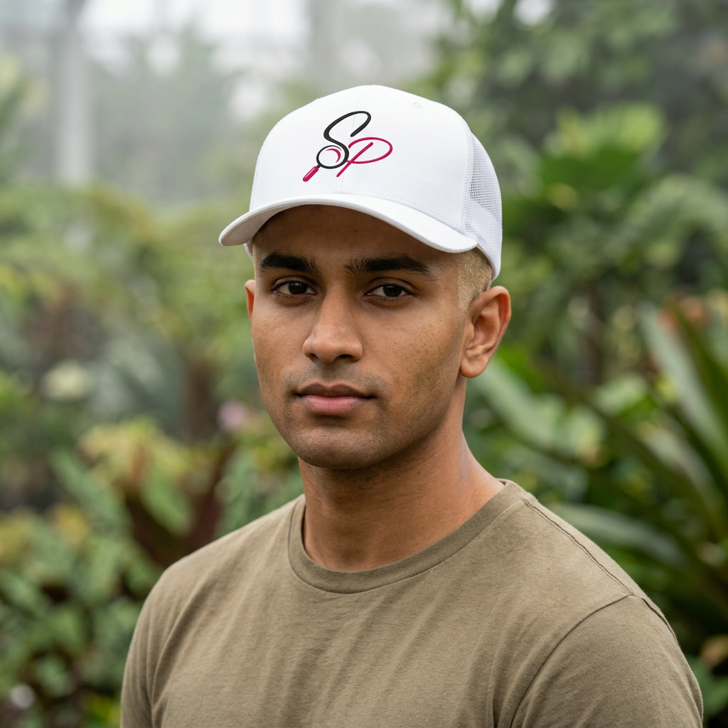 Retro Trucker Hat — Search Perfect Logo Mesh Cap