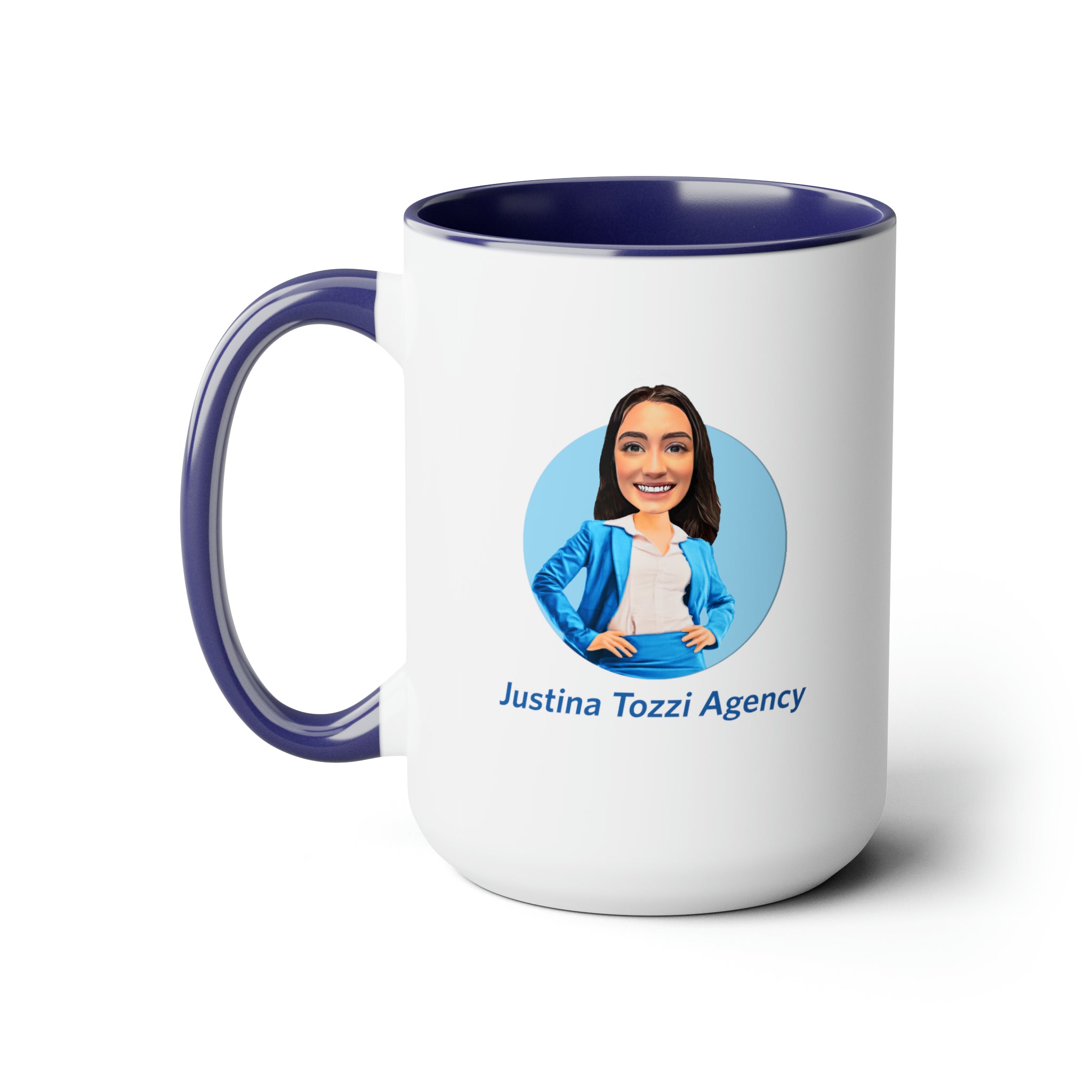 Justina Tozzi Agency Caricature Two-Tone Coffee Mugs, 15oz - Rebecca