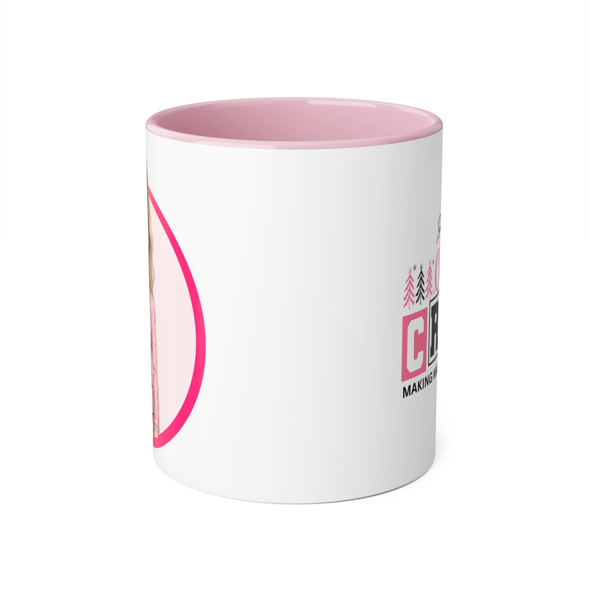 Pink Caricature Portrait Accent Mug — Search Perfect Caricature Christmas