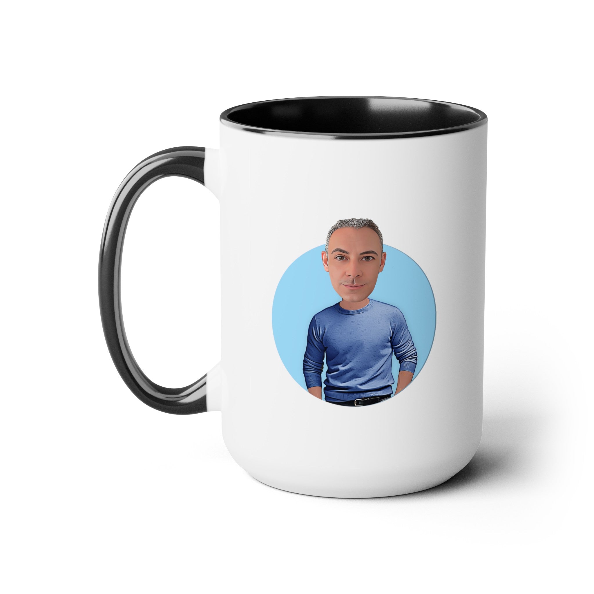 Kevin Purdy Agency  Caricature Two-Tone Coffee Mugs, 15oz - Adam