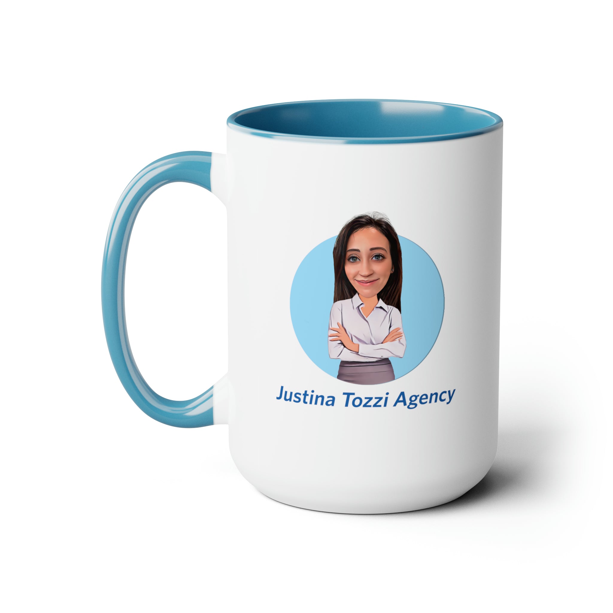 Justina Tozzi Agency Caricature Two-Tone Coffee Mugs, 15oz - Ashley