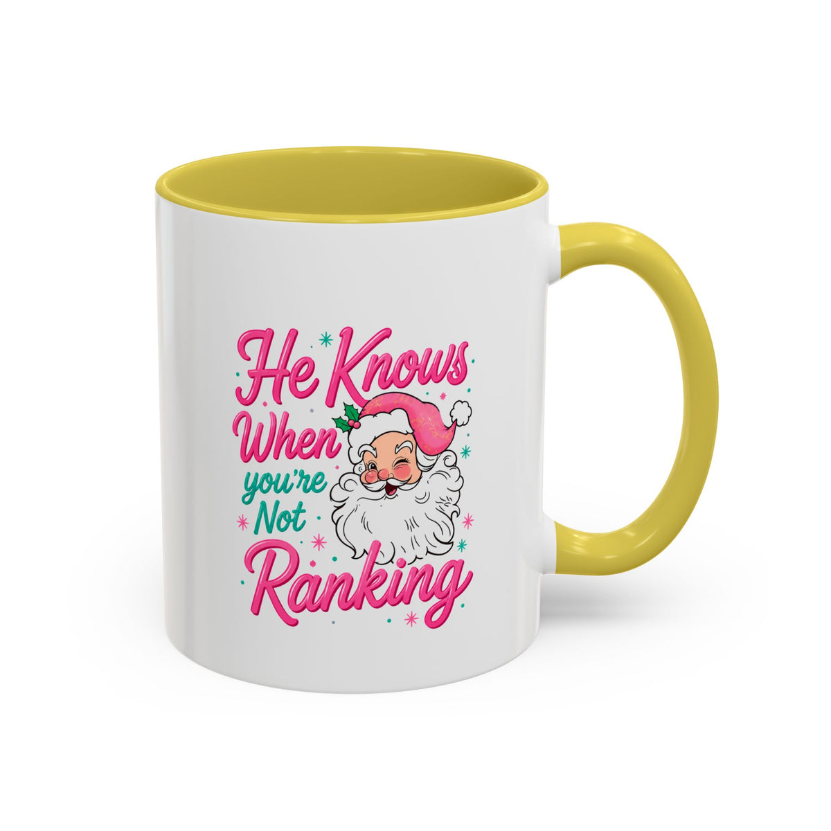 He Knows When You’re Not Ranking Funny Santa Mug with Caricature