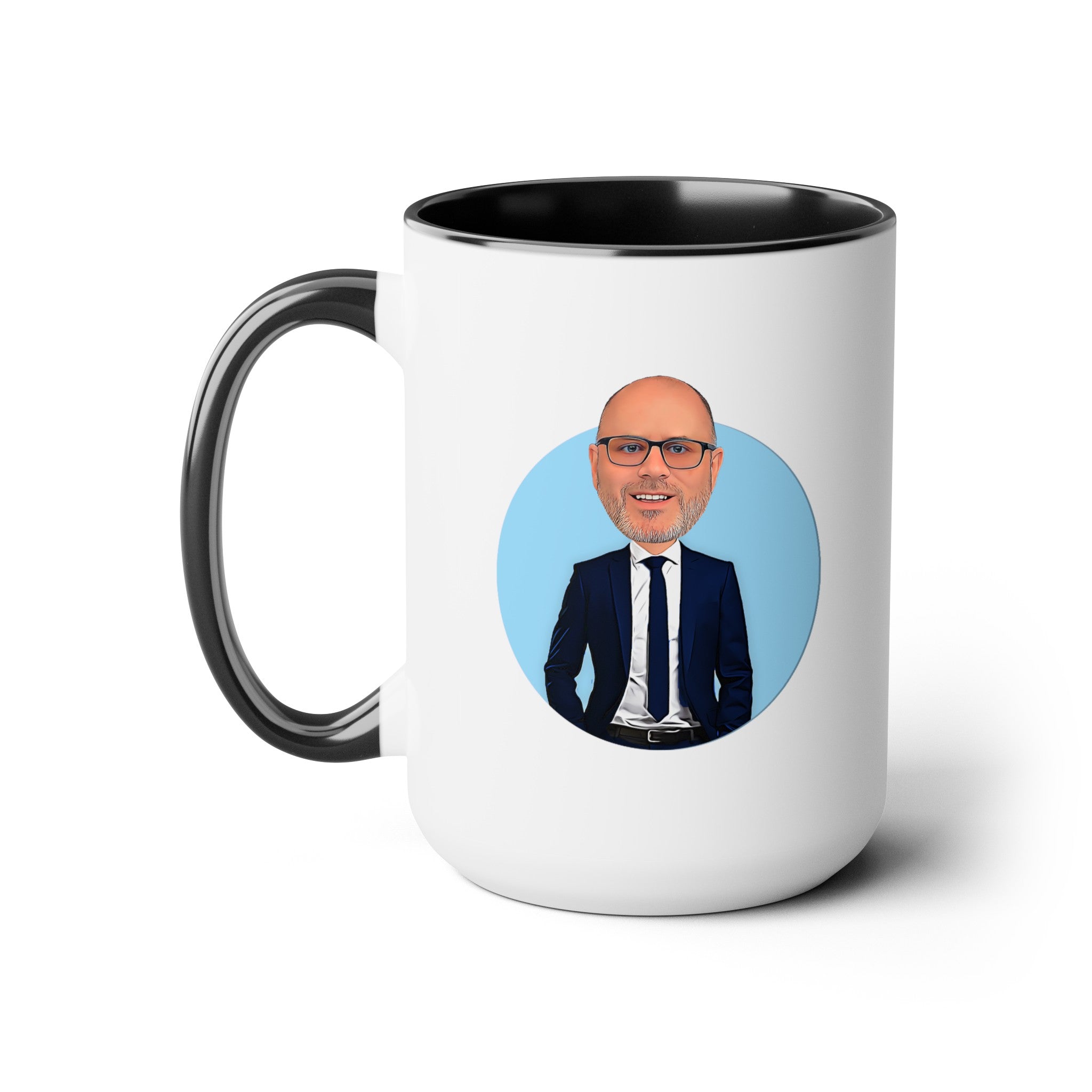 Kevin Purdy Agency  Caricature Two-Tone Coffee Mugs, 15oz - Kevin