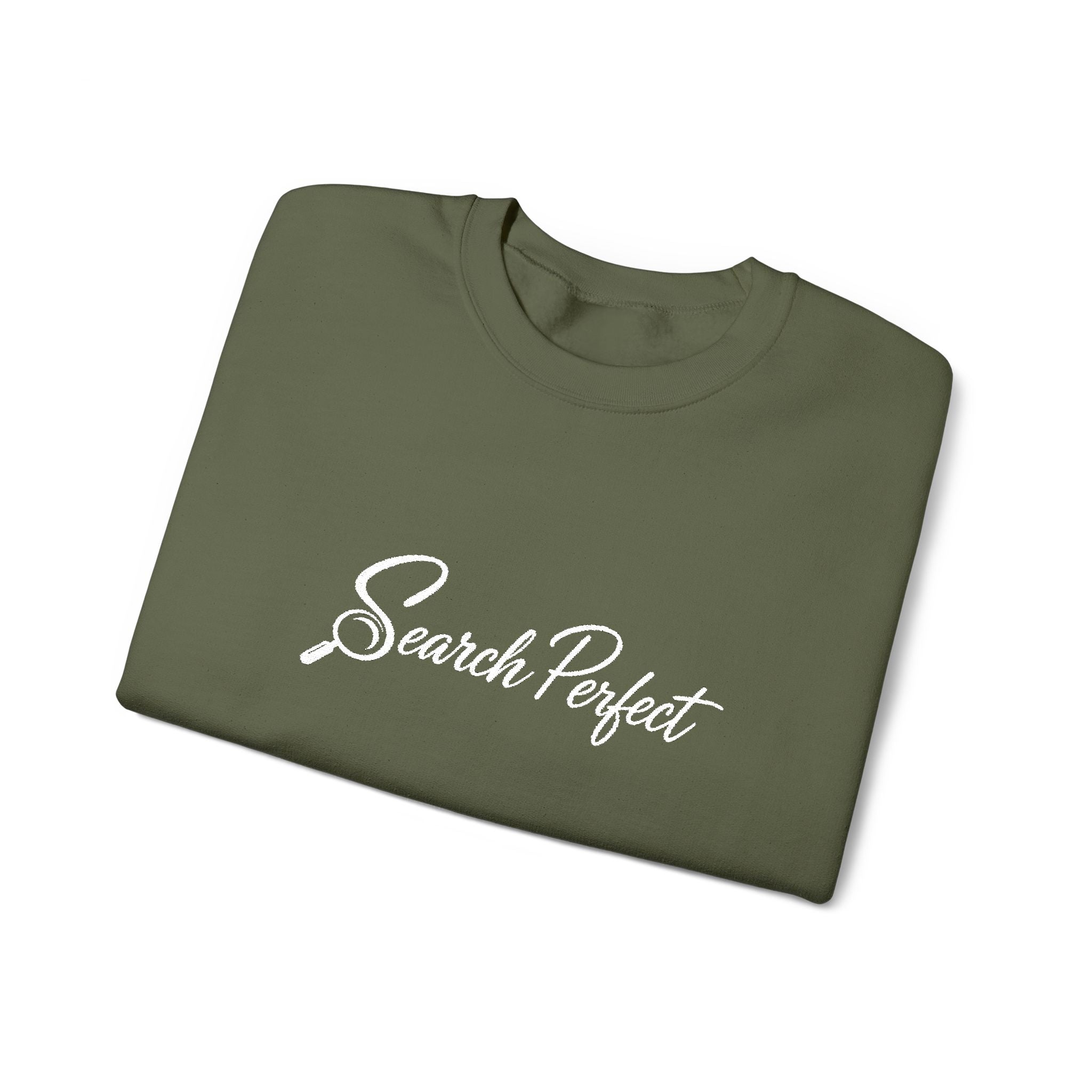 Crewneck Sweatshirt - Search Perfect White Logo Casual Pullover