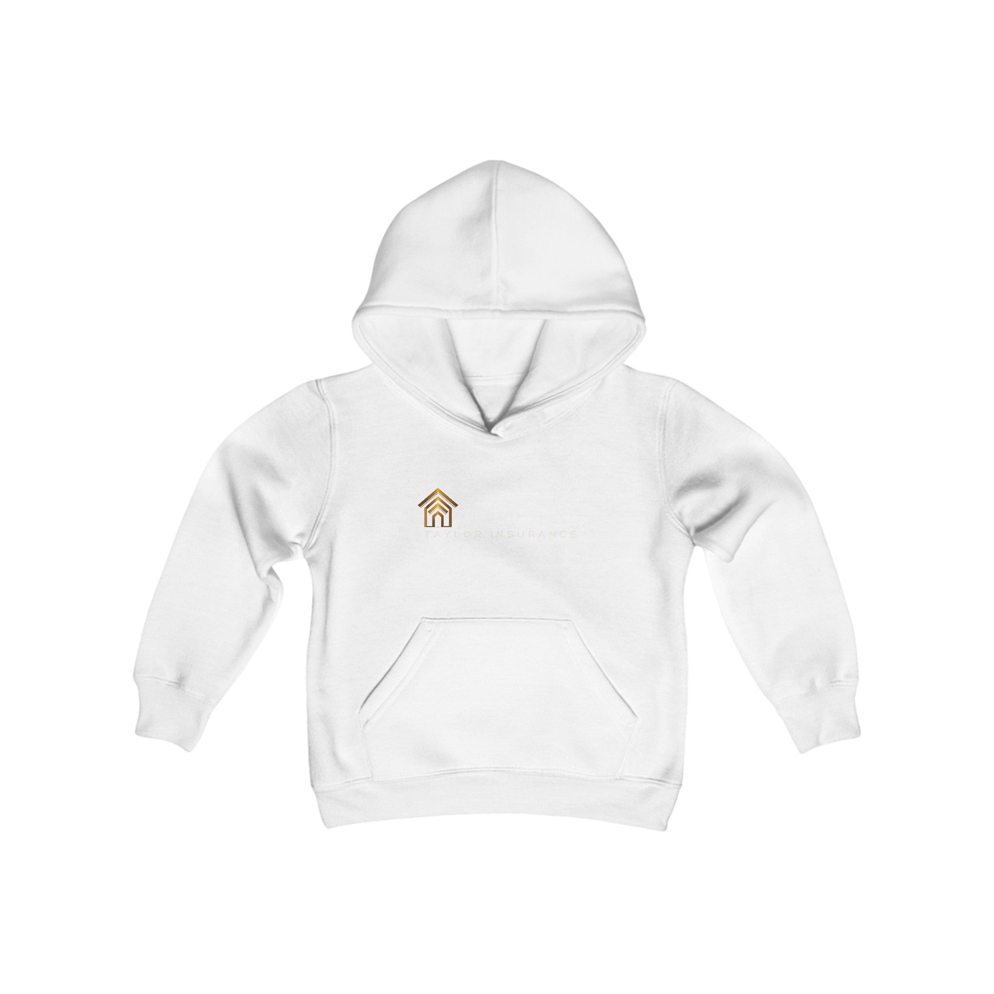 Youth Heavy Blend Hooded Sweatshirt White Logo - Monette Taylor