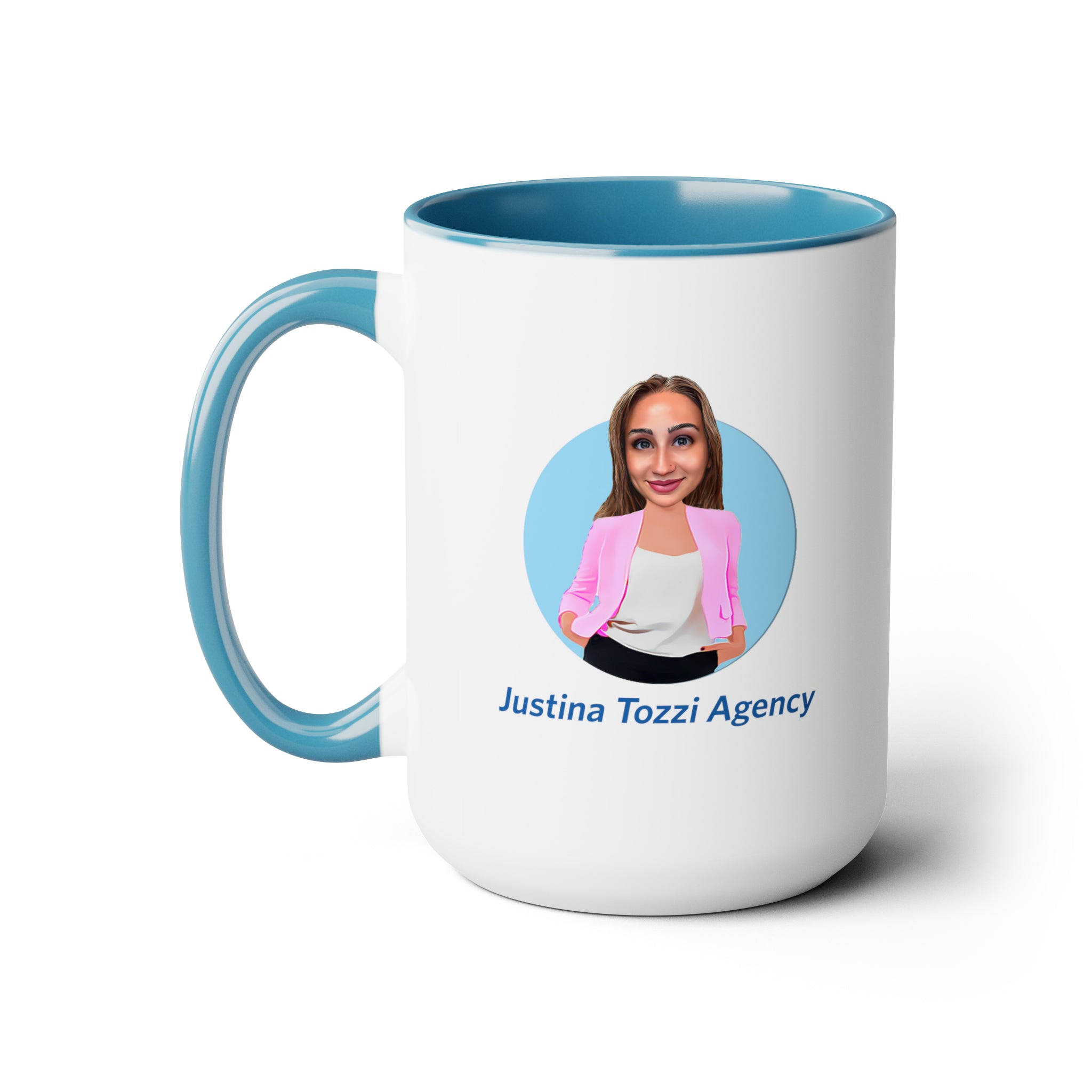 Justina Tozzi Agency Caricature Two-Tone Coffee Mugs, 15oz - Ashley