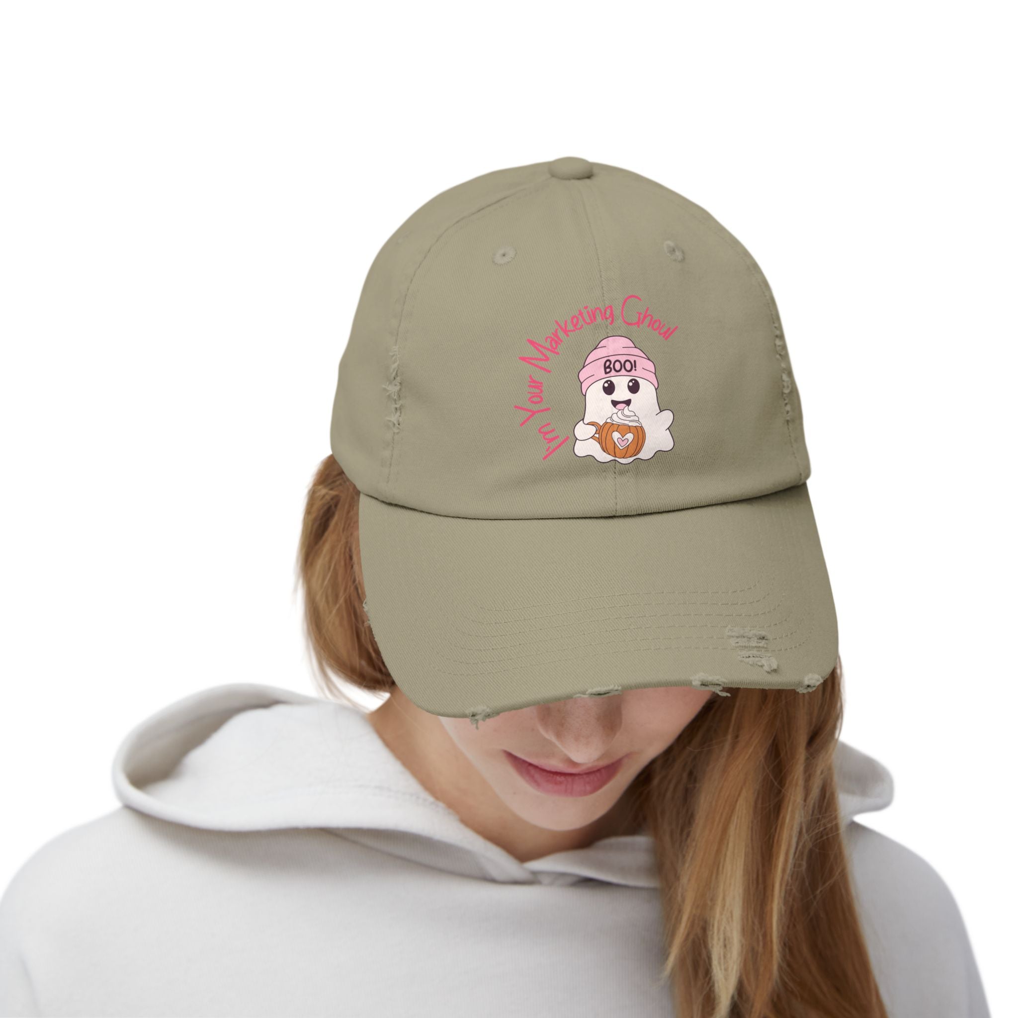 Unisex Distressed Cap – I'm Your Marketing Ghoul, Casual Hat for Creative Professionals, Gift for Marketers