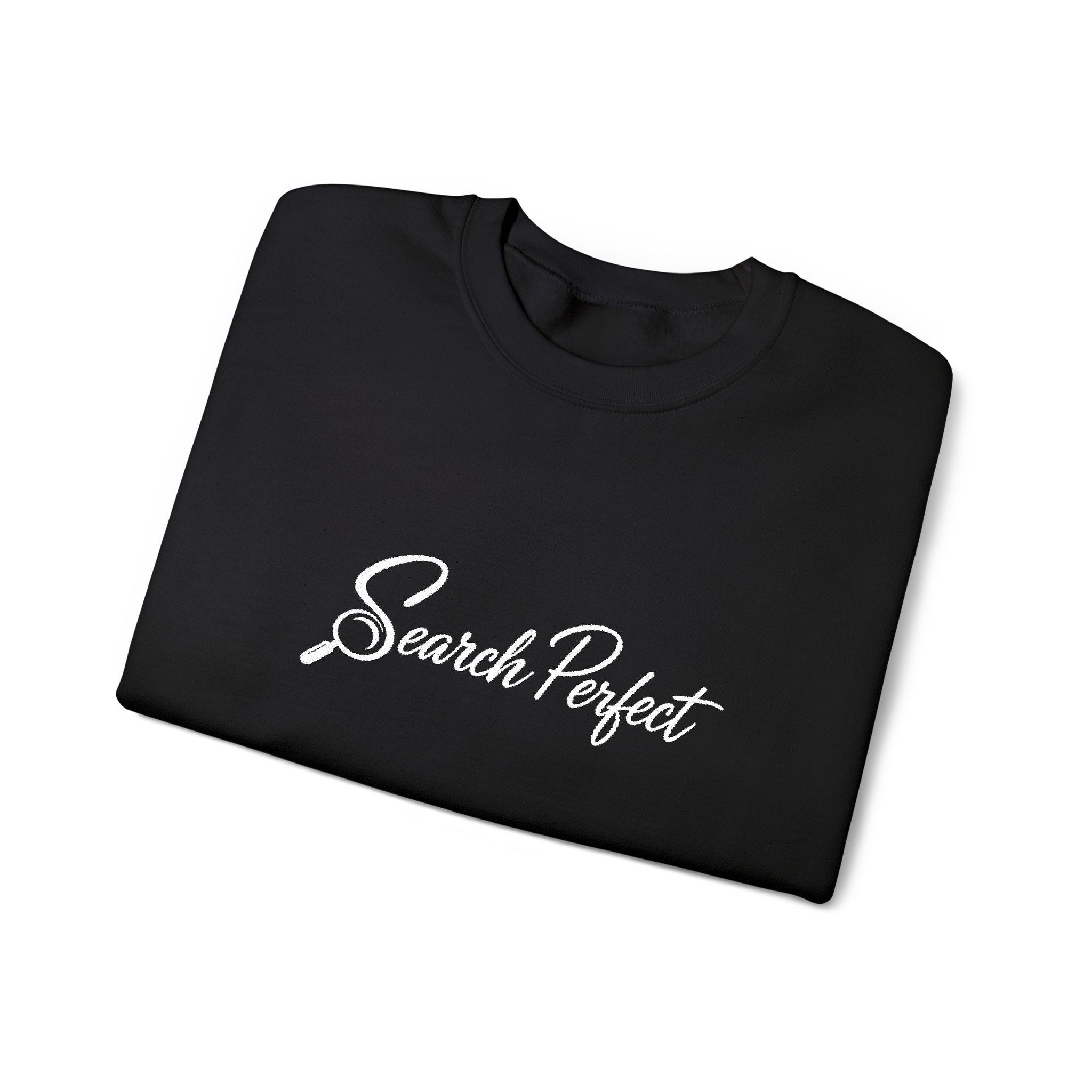Crewneck Sweatshirt - Search Perfect White Logo Casual Pullover