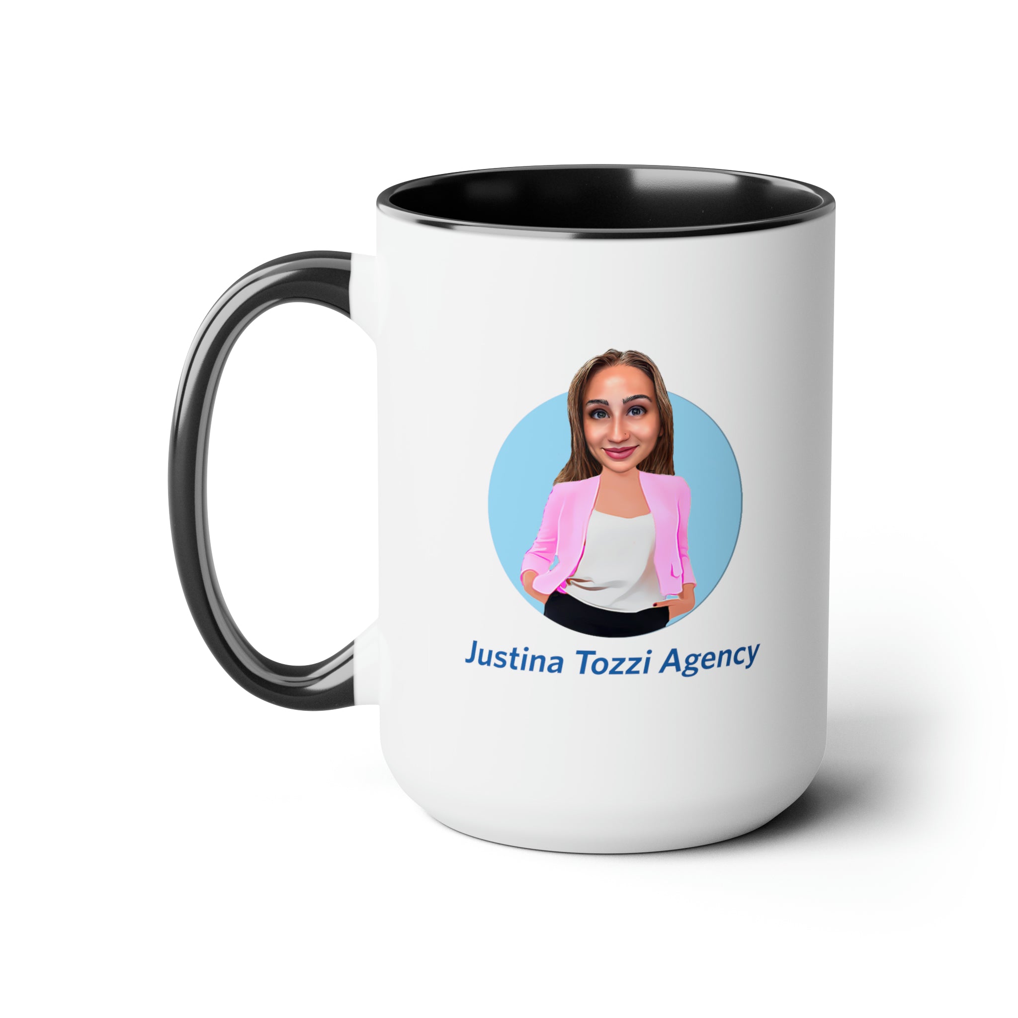 Justina Tozzi Agency Caricature Two-Tone Coffee Mugs, 15oz - Ashley