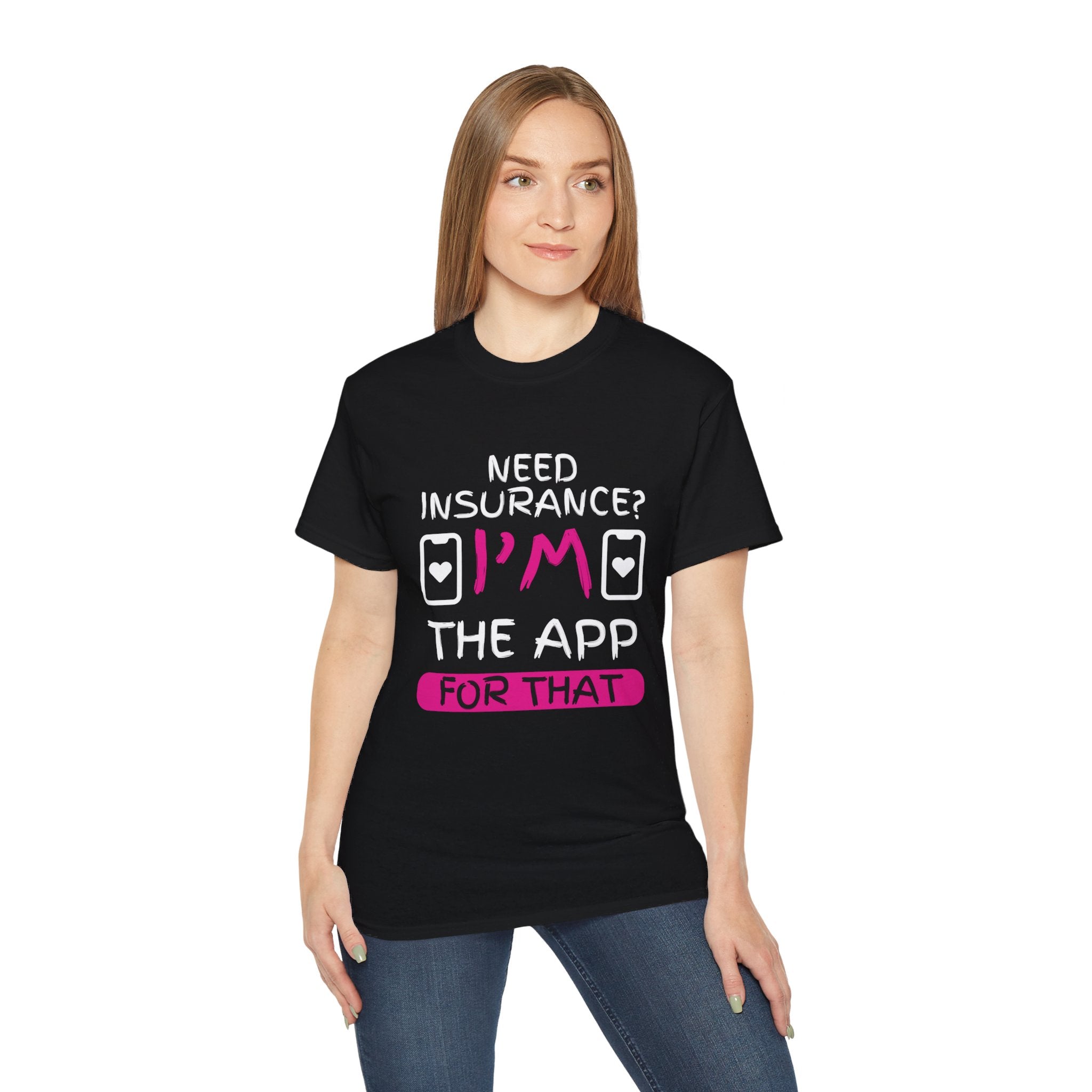 Insurance Agent Line Unisex Ultra Cotton Tee - Need Insurance, I'm the App Barbie Pink