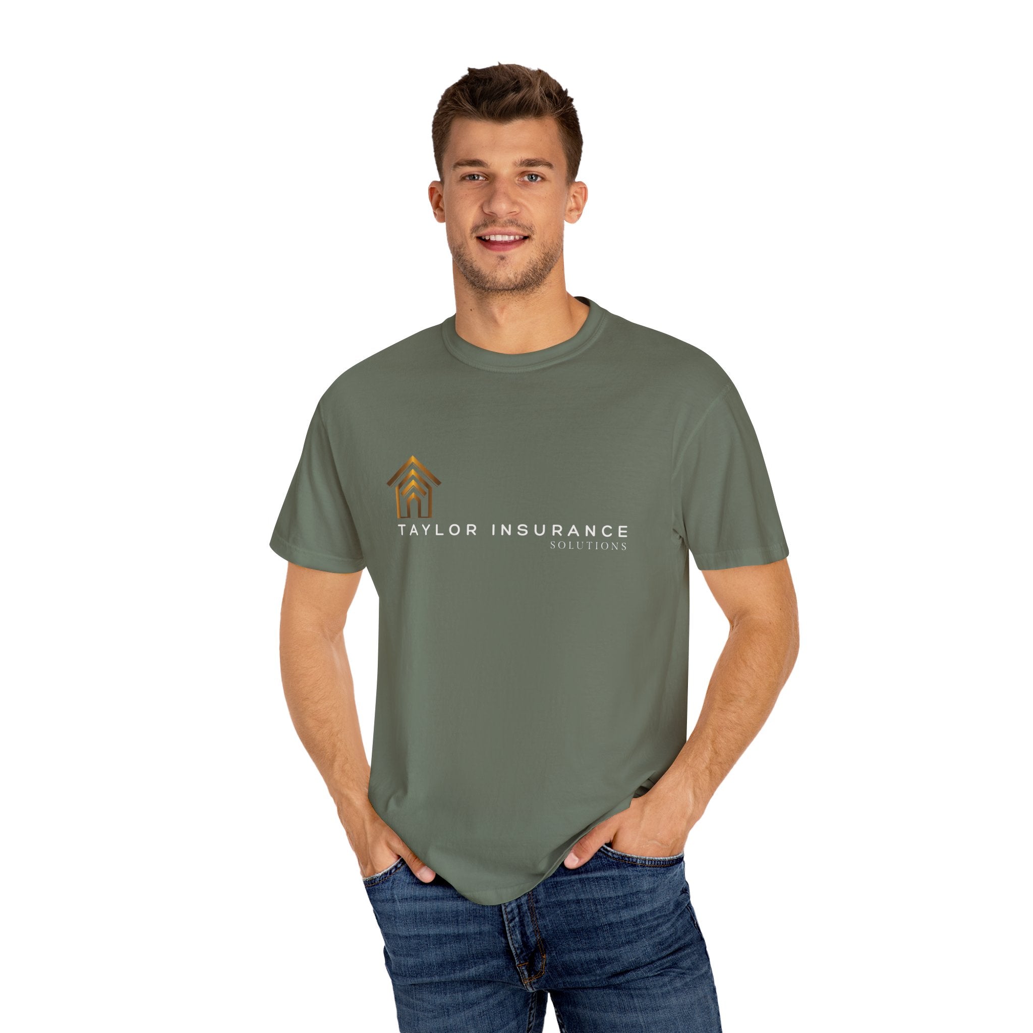 Unisex Garment-Dyed T-shirt White Logo - Monette Taylor