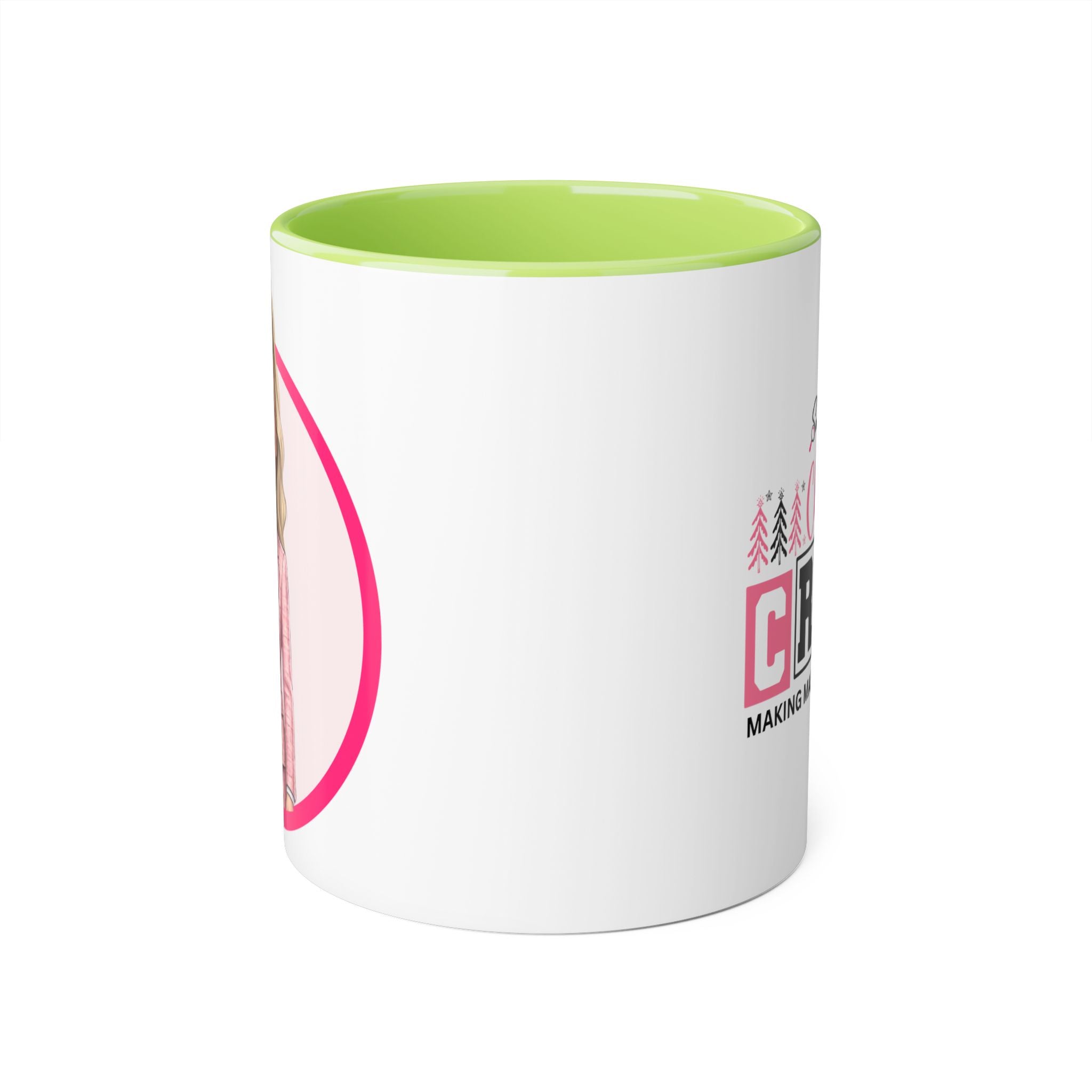 Pink Caricature Portrait Accent Mug — Search Perfect Caricature Christmas