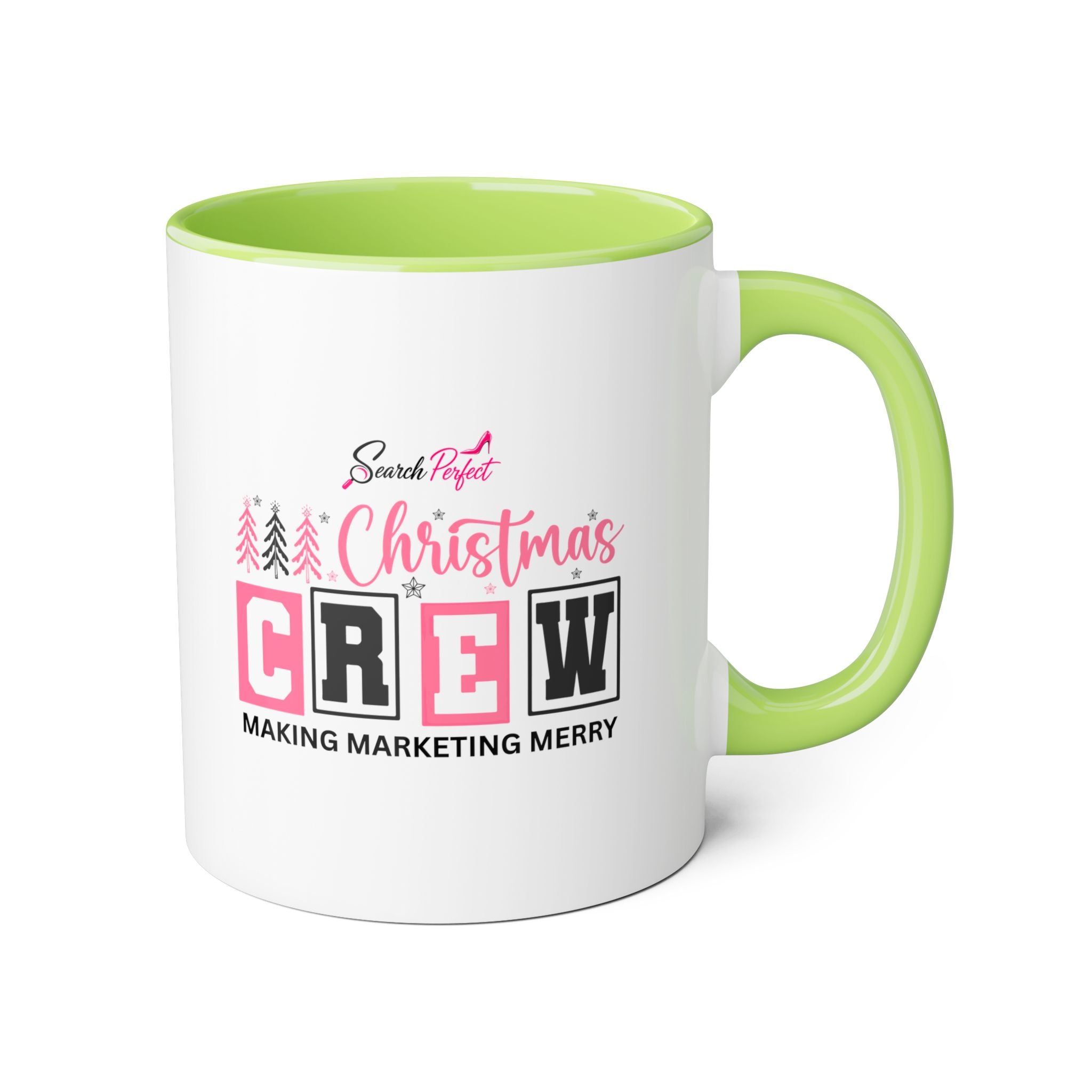 Pink Caricature Portrait Accent Mug — Search Perfect Caricature Christmas