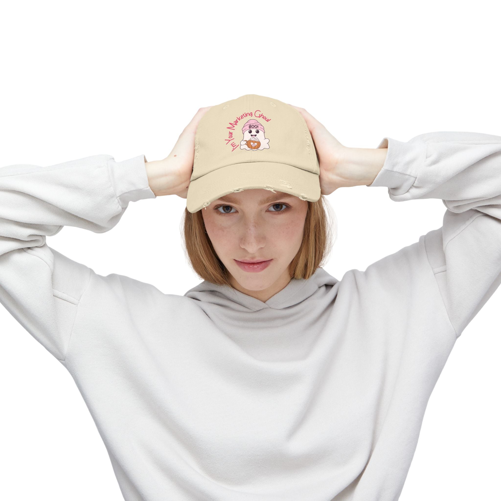 Unisex Distressed Cap – I'm Your Marketing Ghoul, Casual Hat for Creative Professionals, Gift for Marketers