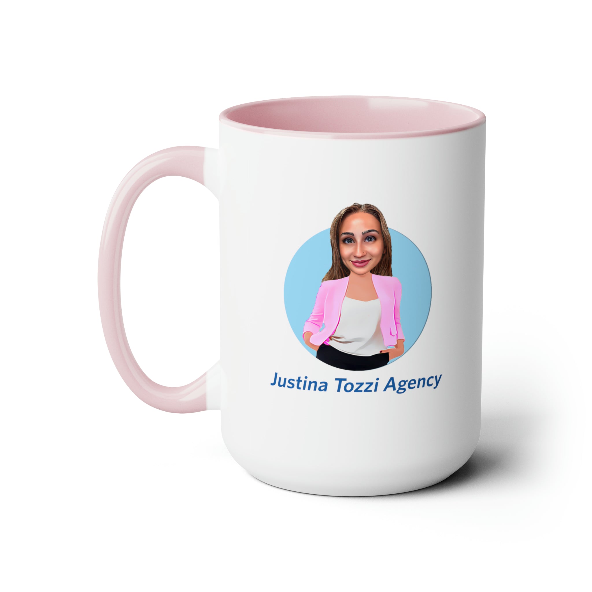 Justina Tozzi Agency Caricature Two-Tone Coffee Mugs, 15oz - Ashley