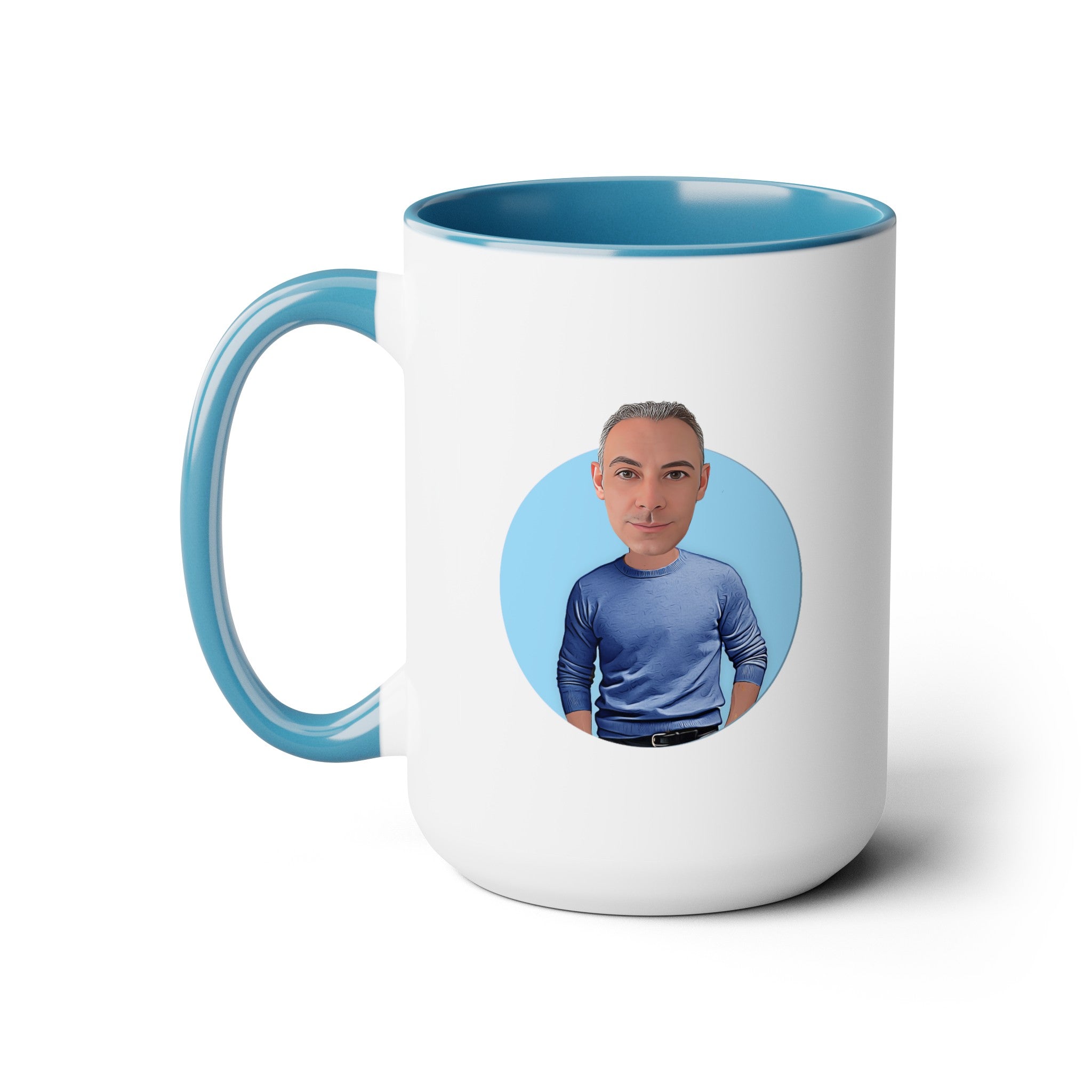Kevin Purdy Agency  Caricature Two-Tone Coffee Mugs, 15oz - Adam