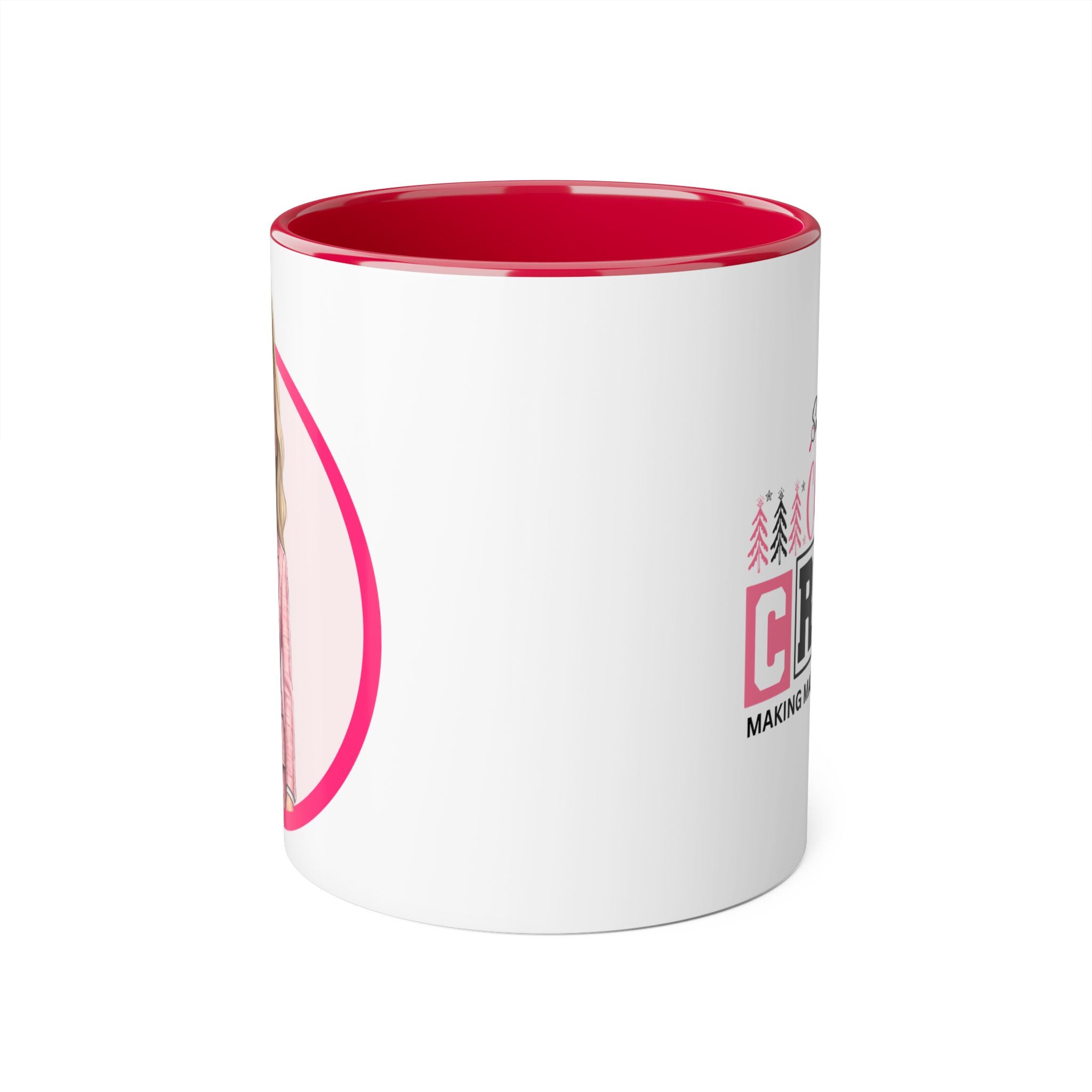 Pink Caricature Portrait Accent Mug — Search Perfect Caricature Christmas
