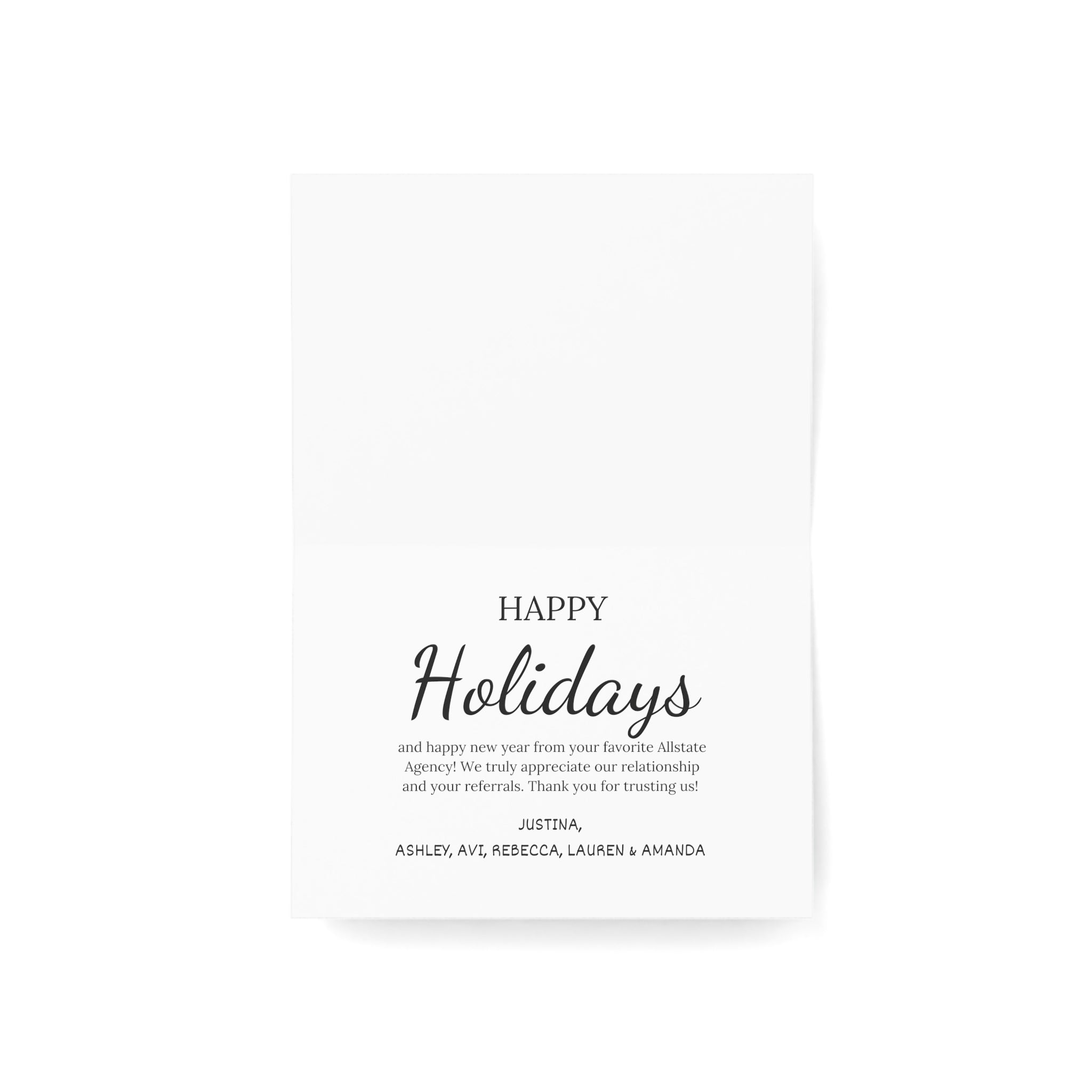 Justina Tozzi Agency Christmas Cards  (1, 10, 30, and 50pcs)