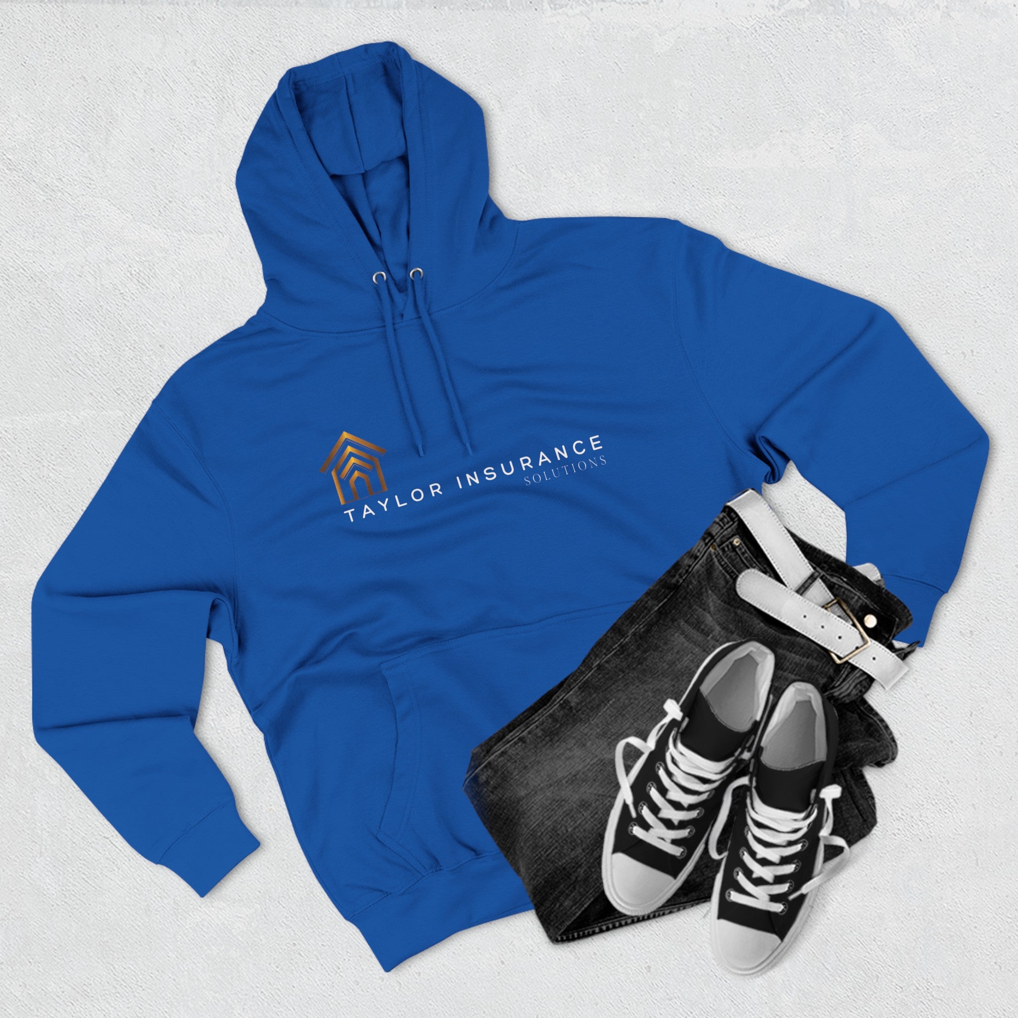 Three-Panel Fleece Hoodie White Logo  - Monette Taylor