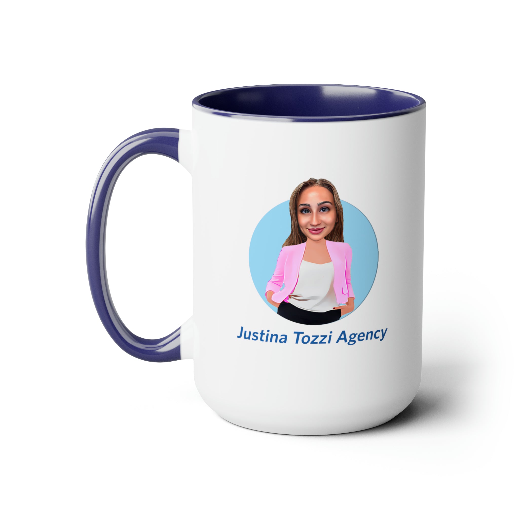 Justina Tozzi Agency Caricature Two-Tone Coffee Mugs, 15oz - Ashley